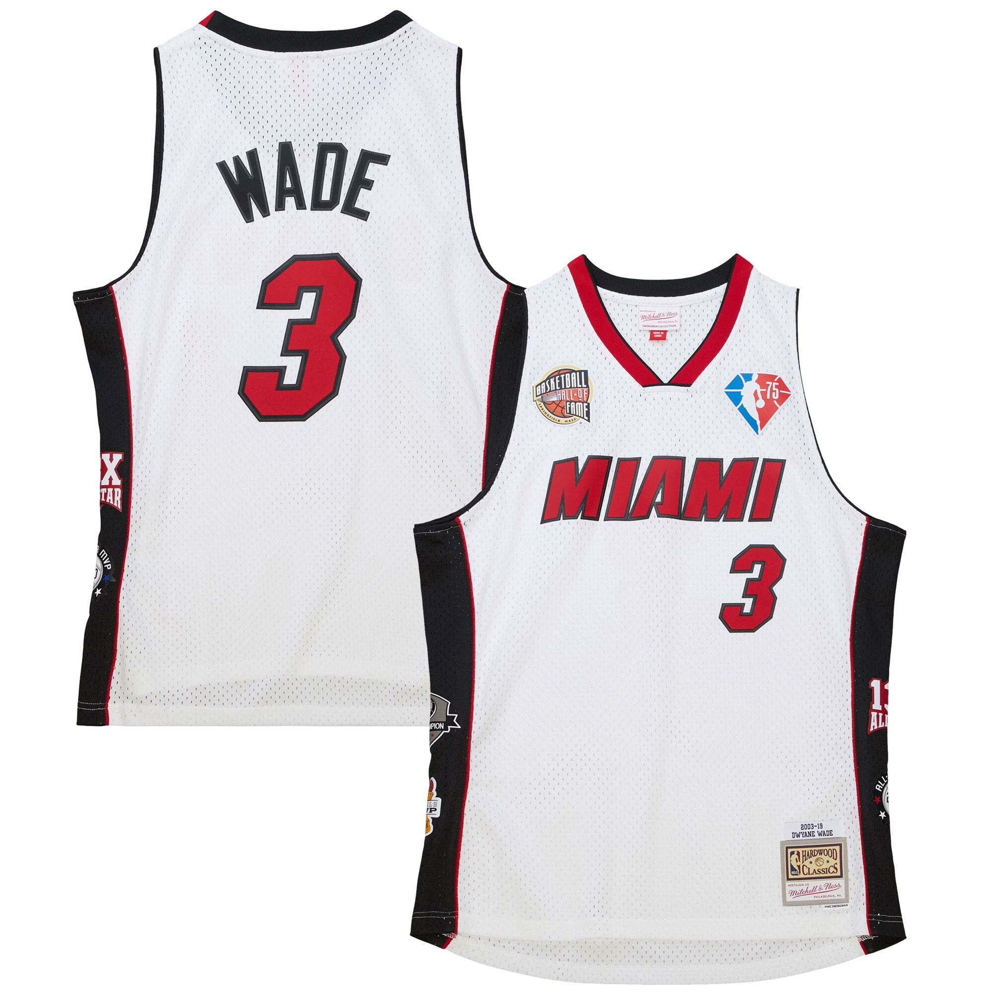Dwyane Wade Miami Heat Mitchell & Ness Unisex Hall of Fame Class of 2023 Throwback Swingman Jersey - White - vstockx