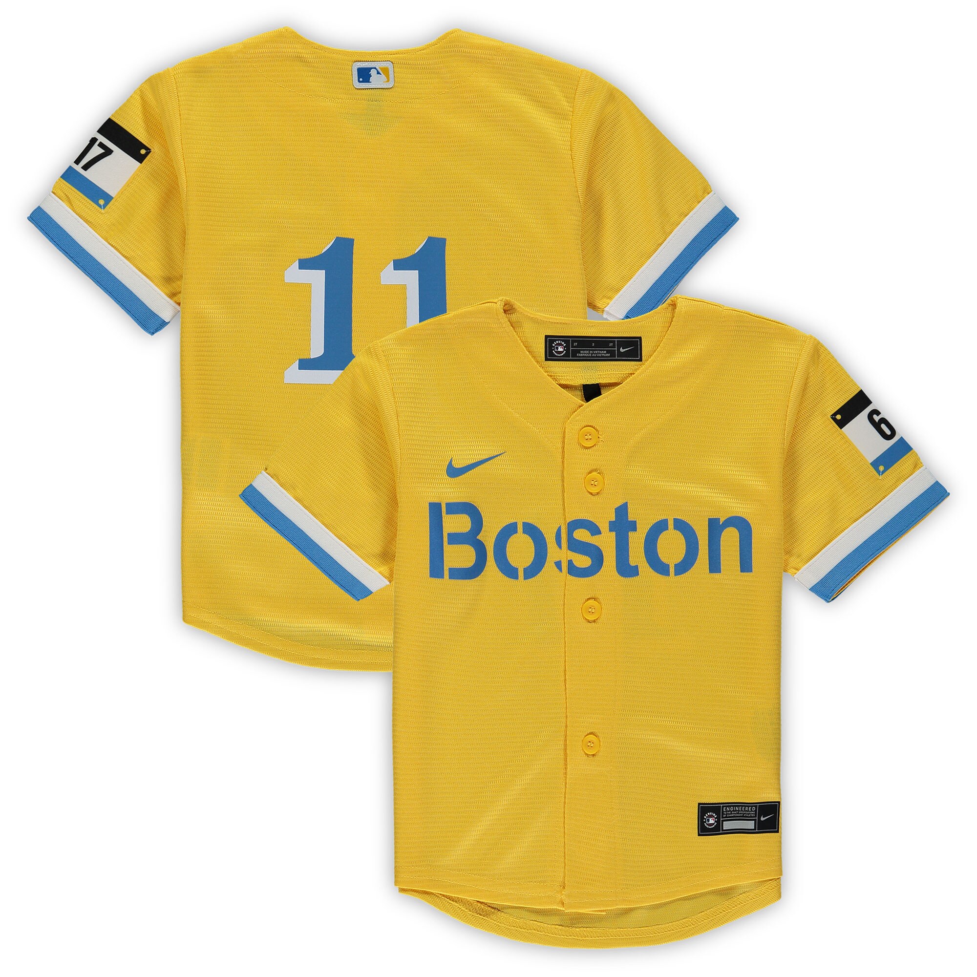 Rafael Devers Boston Red Sox Toddler Nike City Connect Replica Player Jersey - Gold - vstockx