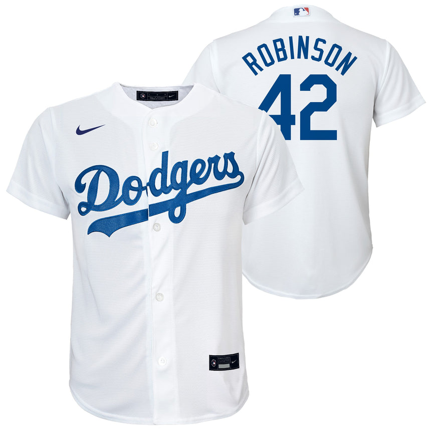 Youth Jackie Robinson Los Angeles Dodgers White Home Replica Player Jersey - vstockx