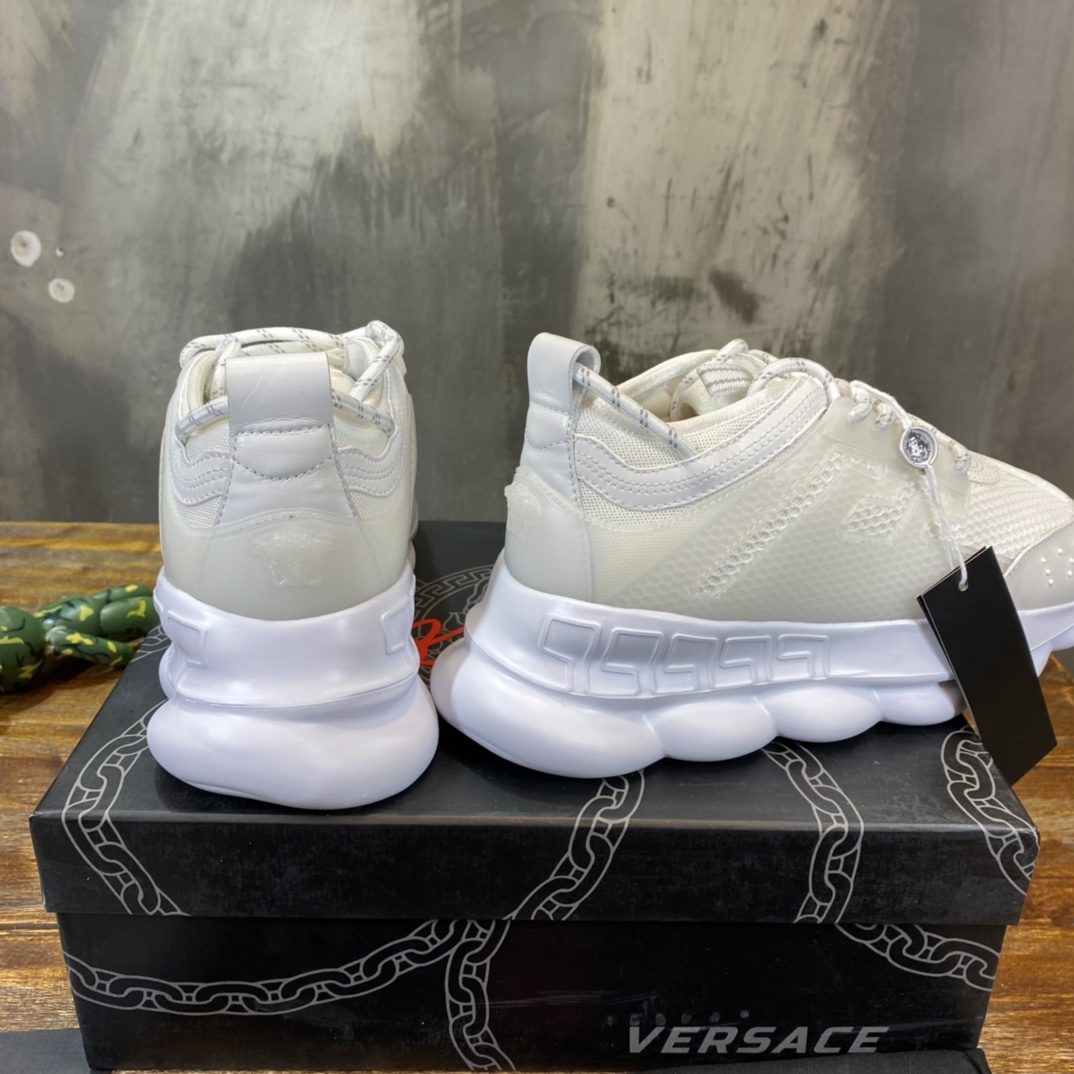 Versace Chain Reaction White Mesh Rubber Suede - vstockx