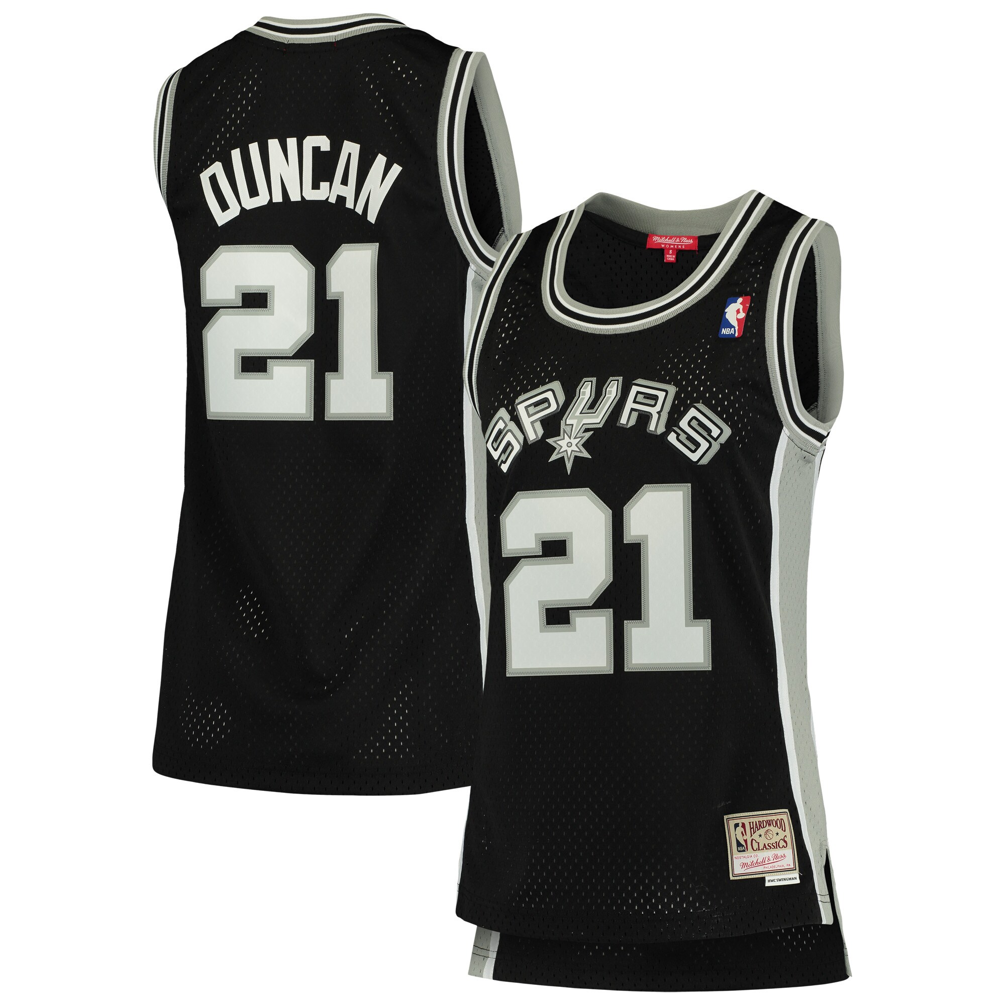 Tim Duncan San Antonio Spurs Mitchell & Ness Women's 1998-99 Hardwood Classics Swingman Jersey - Black - vstockx