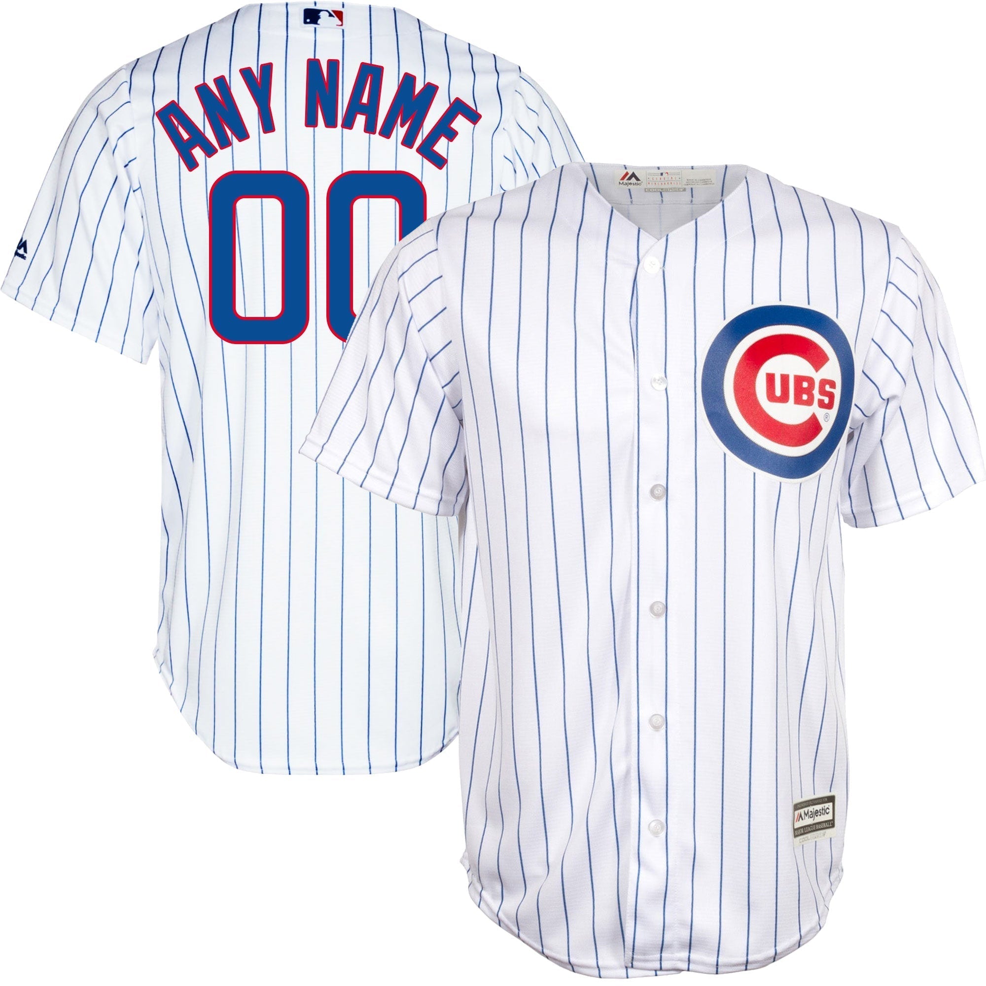 Custom Chicago Cubs Majestic Home Pinstripe Men's Replica Jersey - vstockx