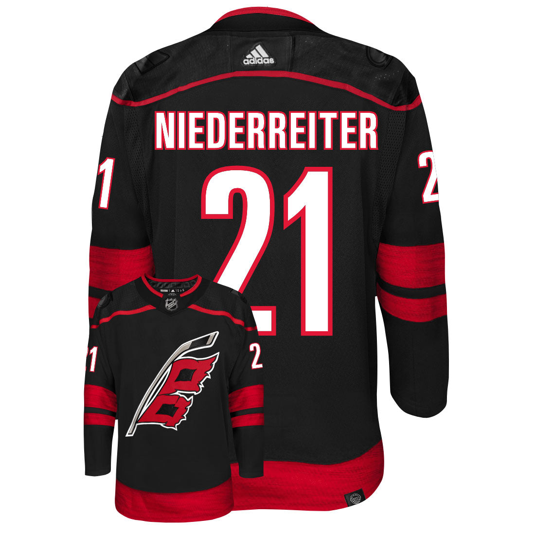 Nino Niederreiter Carolina Hurricanes Adidas Primegreen Authentic NHL Hockey Jersey - vstockx