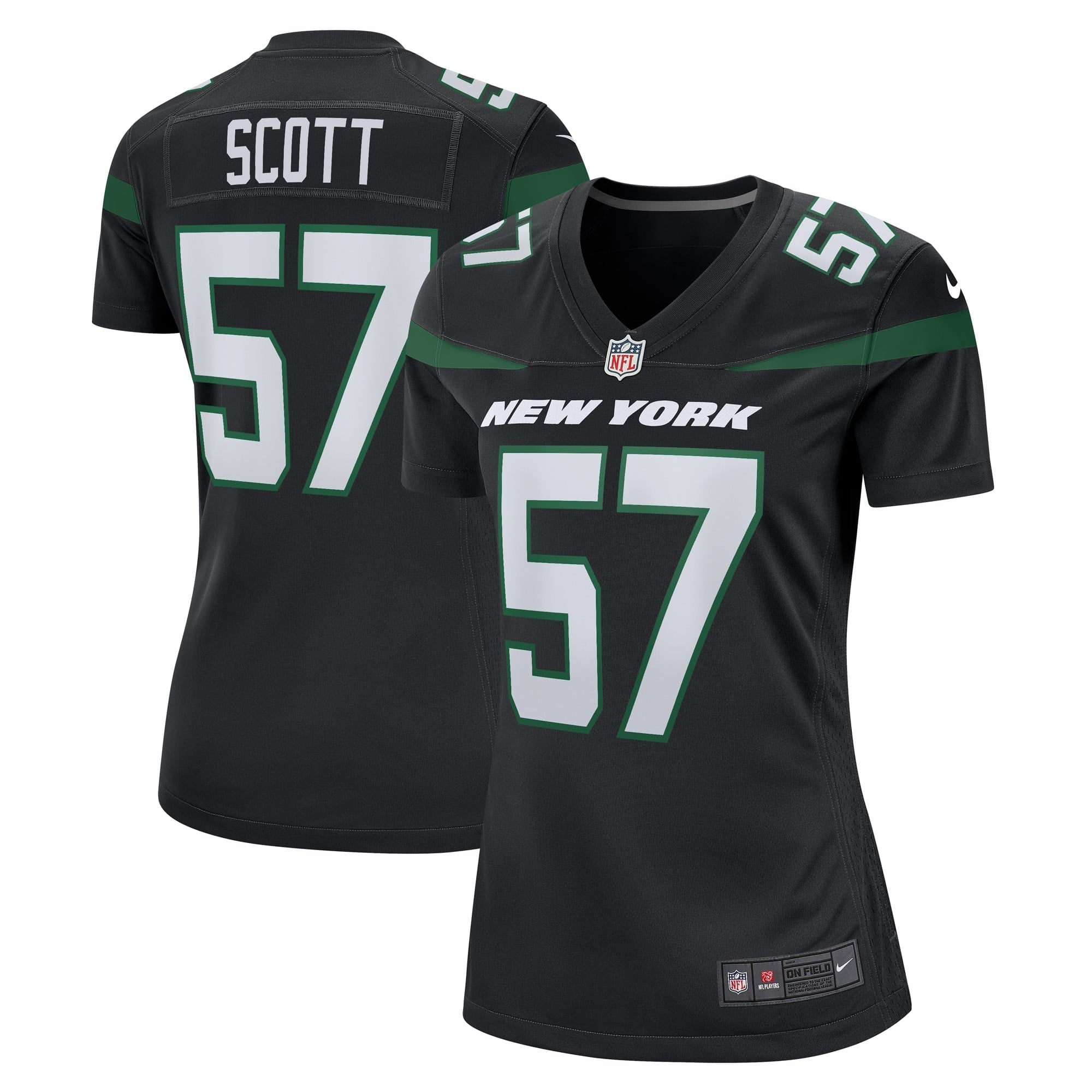 Women's Nike Bart Scott Black New York Jets Retired Player Jersey - vstockx