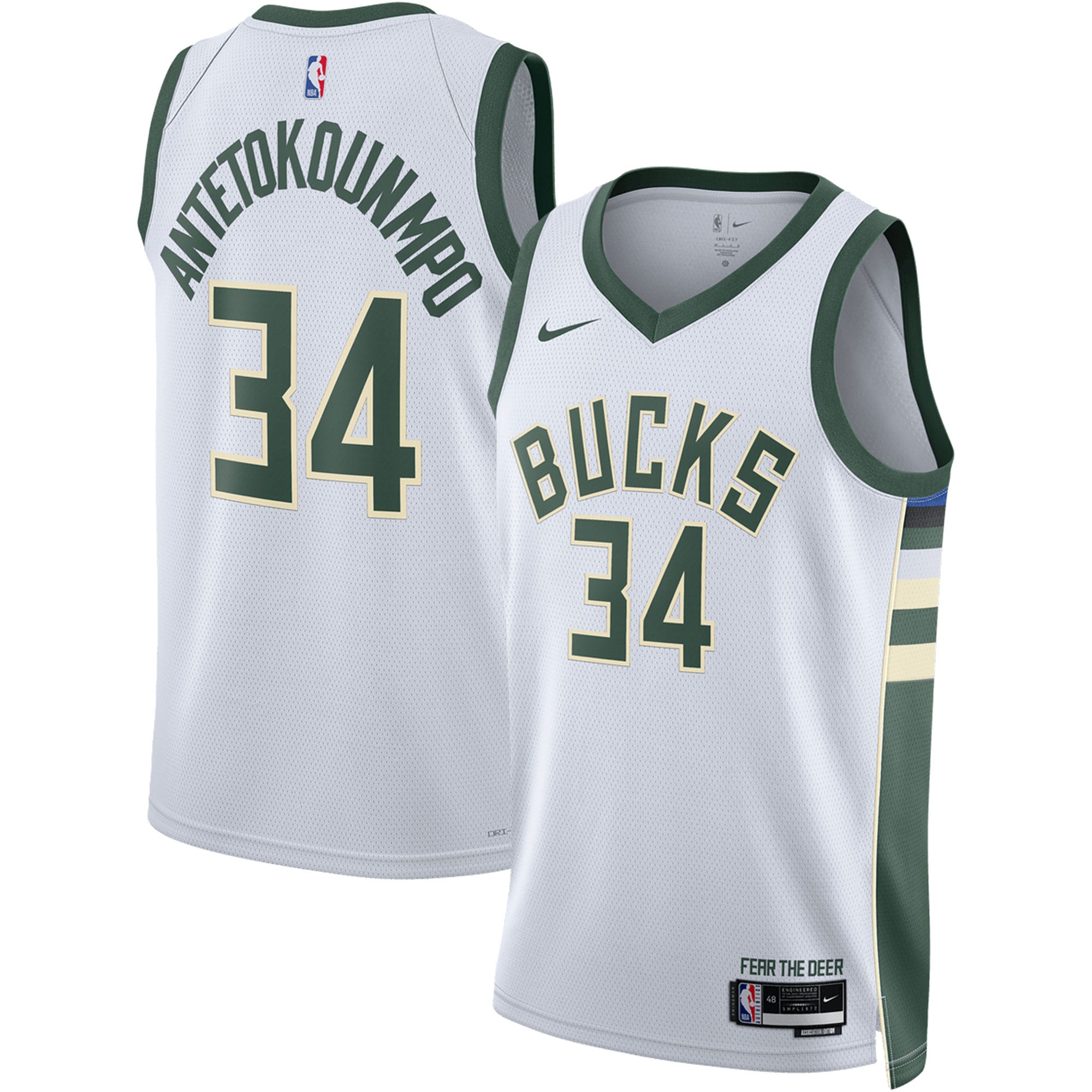 Giannis Antetokounmpo Milwaukee Bucks Nike Unisex Swingman Jersey - Association Edition - White - vstockx