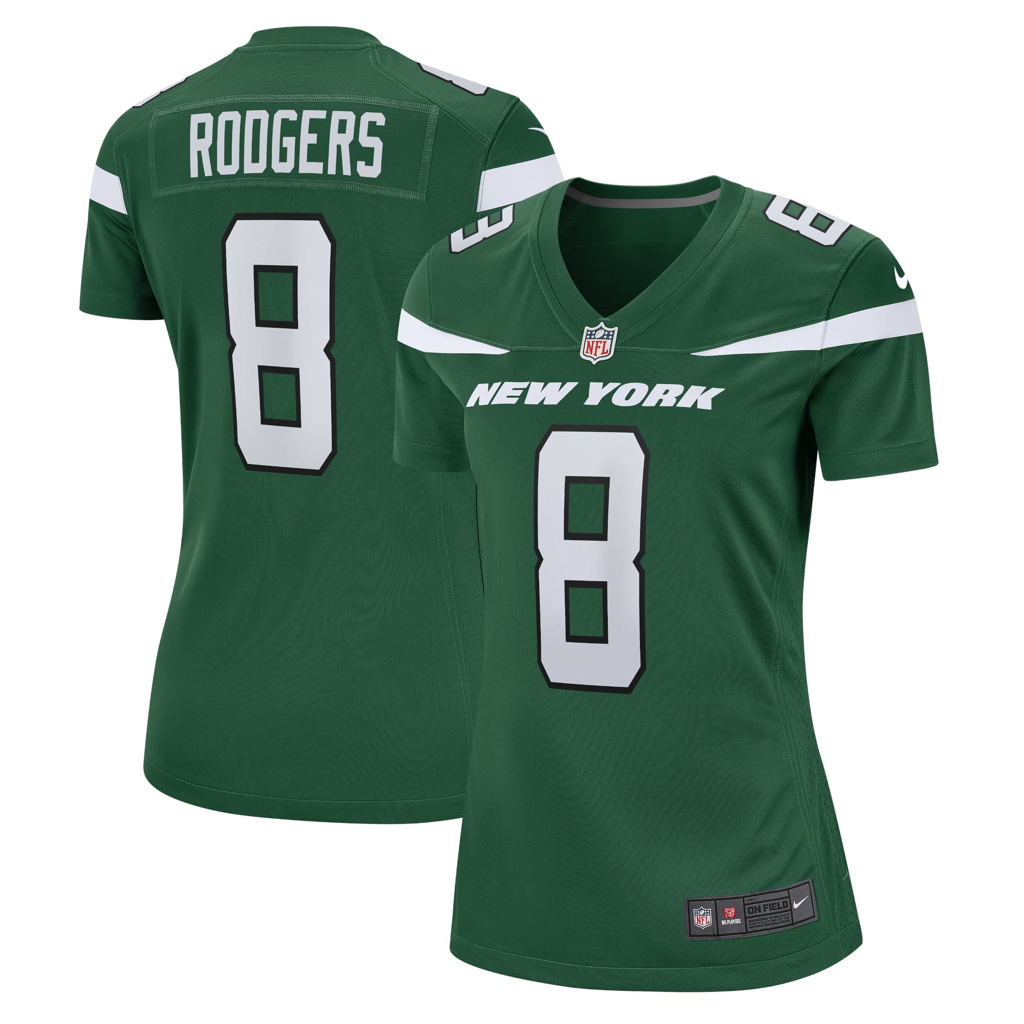 Women's Nike Aaron Rodgers Gotham Green New York Jets Game Jersey - vstockx