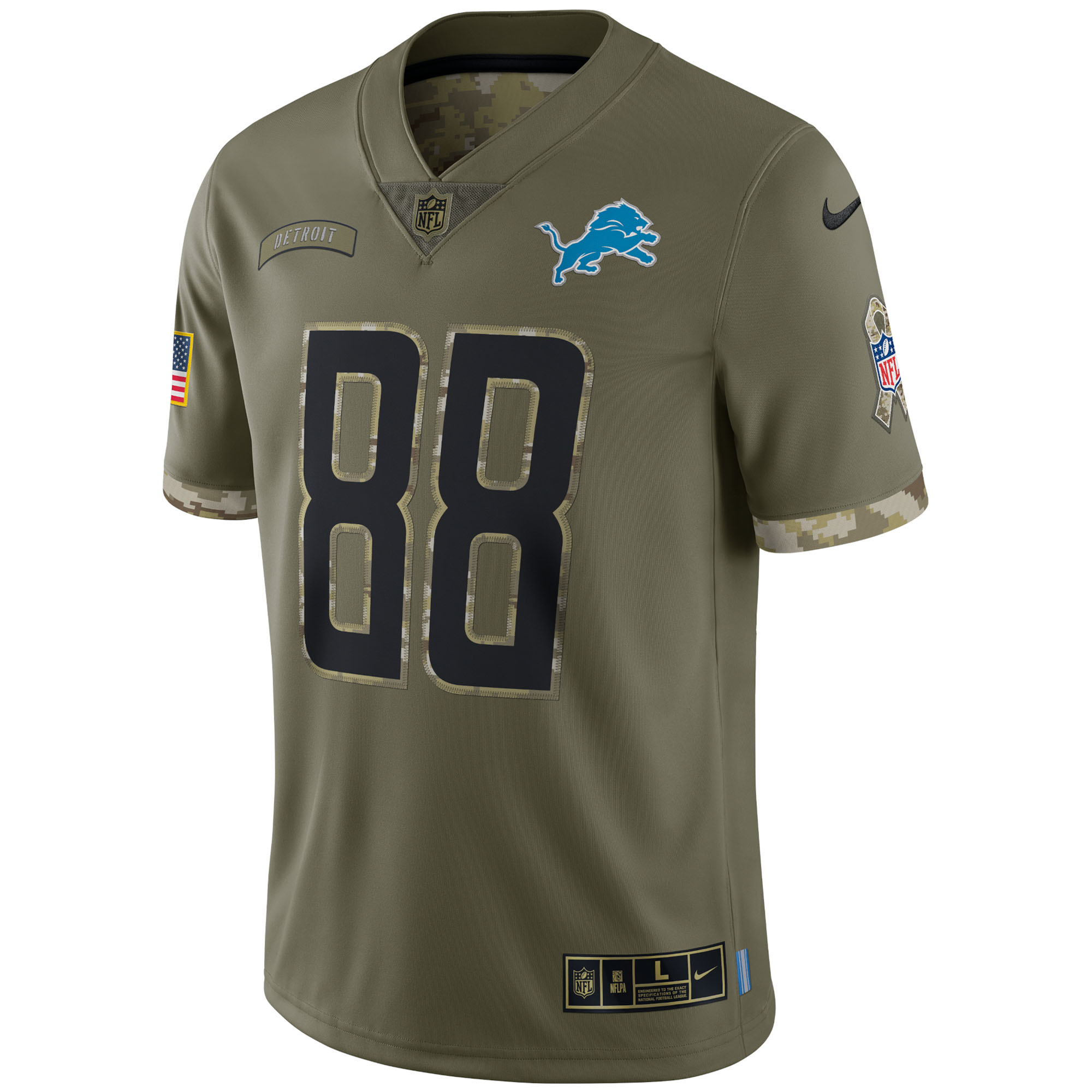 T.J. Hockenson Detroit Lions Nike 2022 Salute To Service Limited Jersey - Olive - vstockx