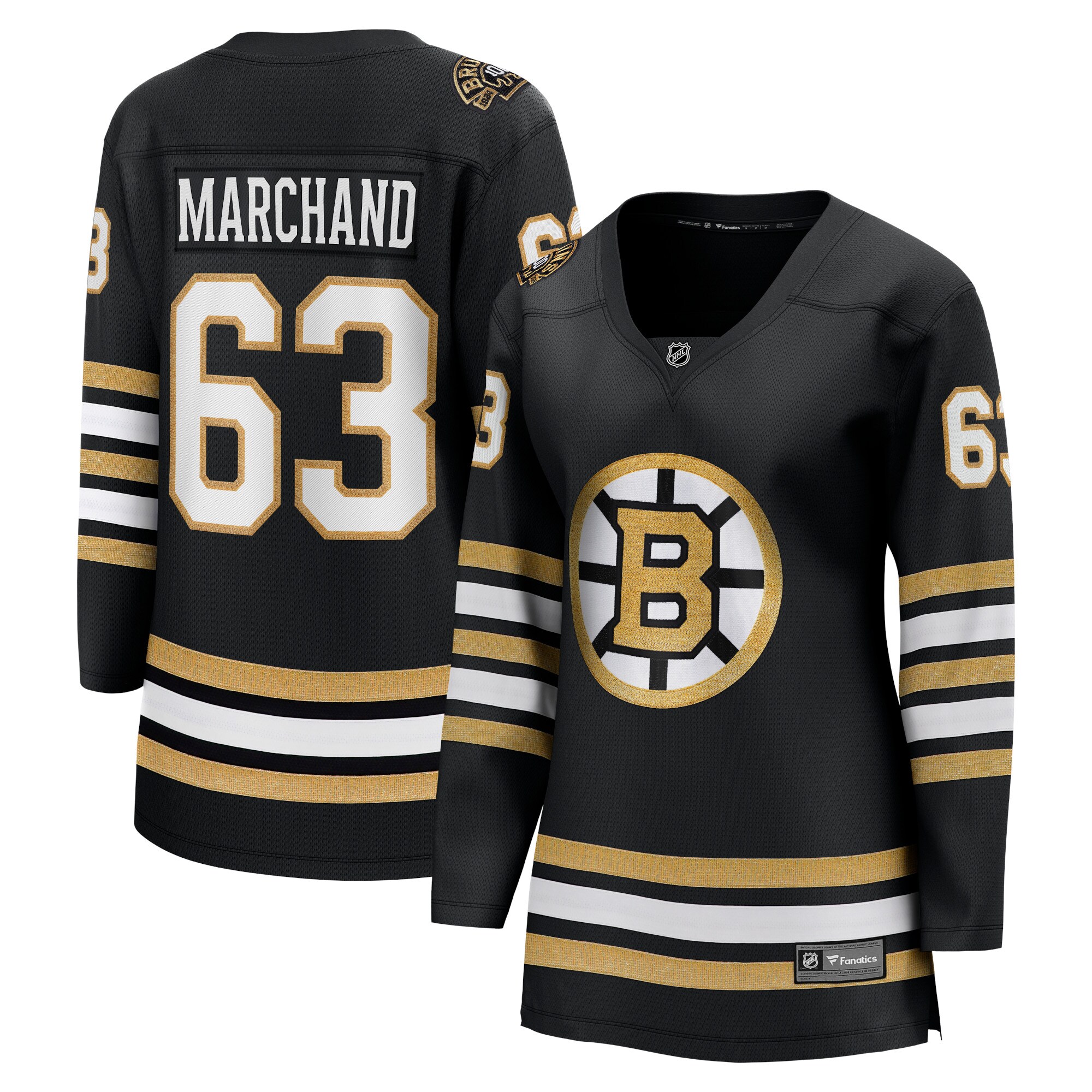 Brad Marchand Boston Bruins Fanatics Branded Women's 100th Anniversary Premier Breakaway Player Jersey - Black - vstockx