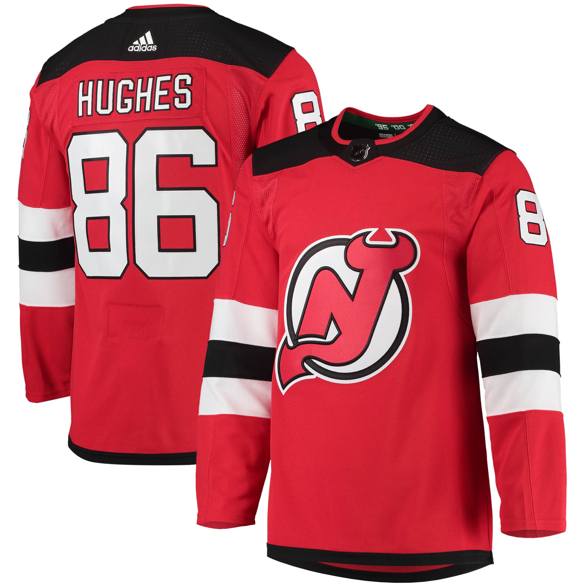 Jack Hughes New Jersey Devils adidas Home Primegreen Authentic Pro Player Jersey - Red - vstockx