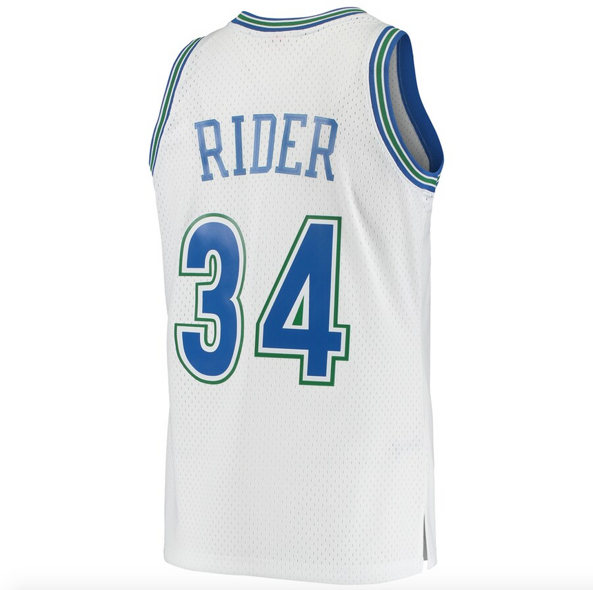 Mens Minnesota Timberwolves Isaiah Rider Mitchell & Ness White 1995-96 Hardwood Classics Swingman Jersey - vstockx