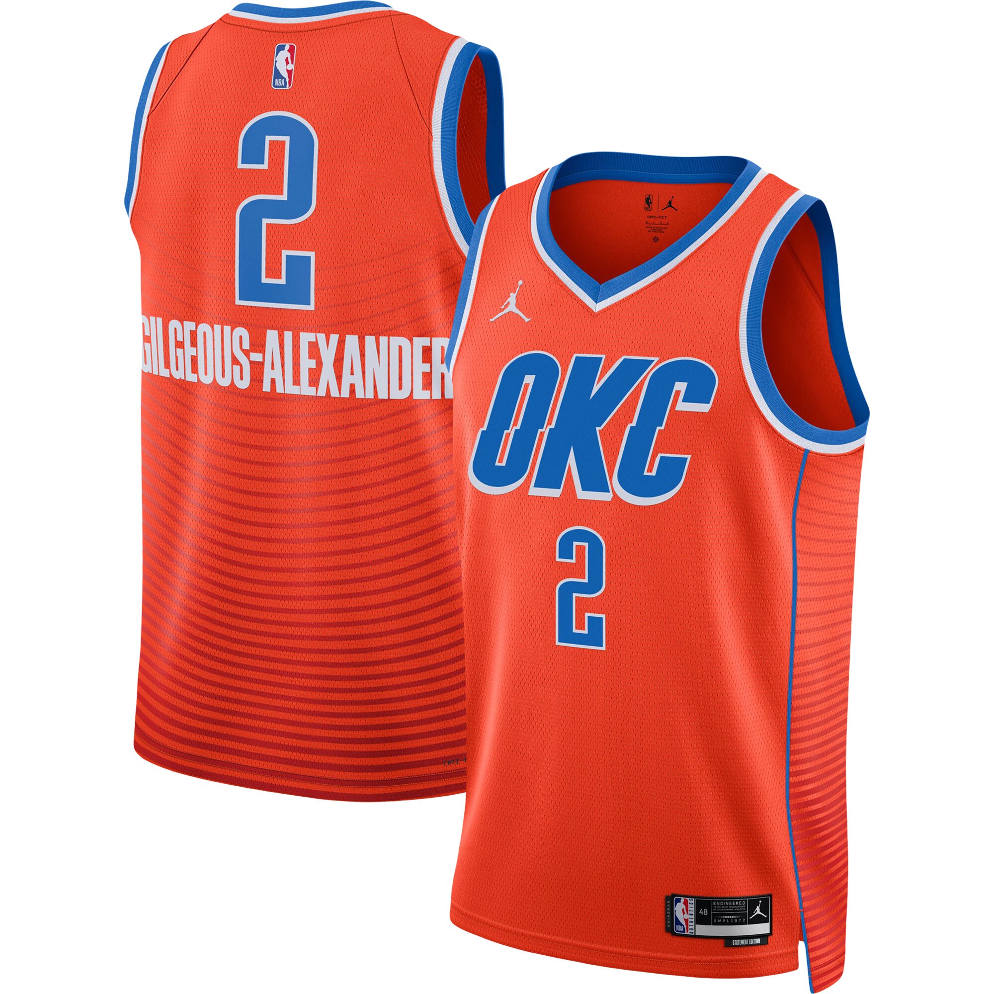 Shai Gilgeous-Alexander Oklahoma City Thunder Jordans Brand Unisex Swingman Jersey - Statement Edition - Orange - vstockx