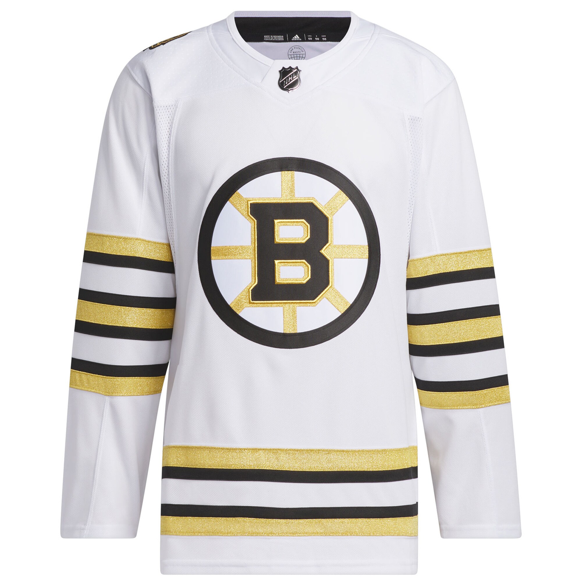 Boston Bruins adidas 100th Anniversary Primegreen Authentic Jersey - White - vstockx