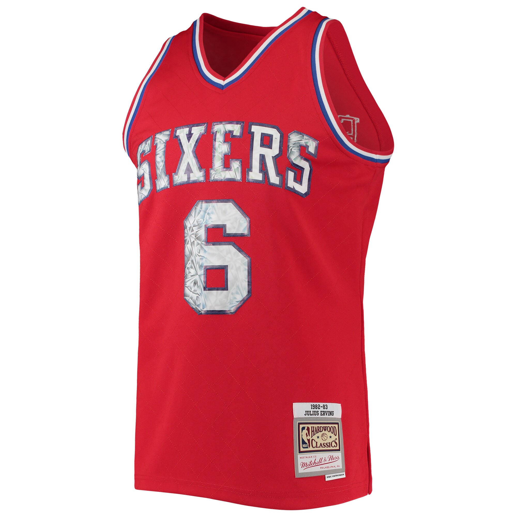 Julius Erving Philadelphia 76ers Mitchell & Ness 1996-97 Hardwood Classics NBA 75th Anniversary Diamond Swingman Jersey - Red - vstockx