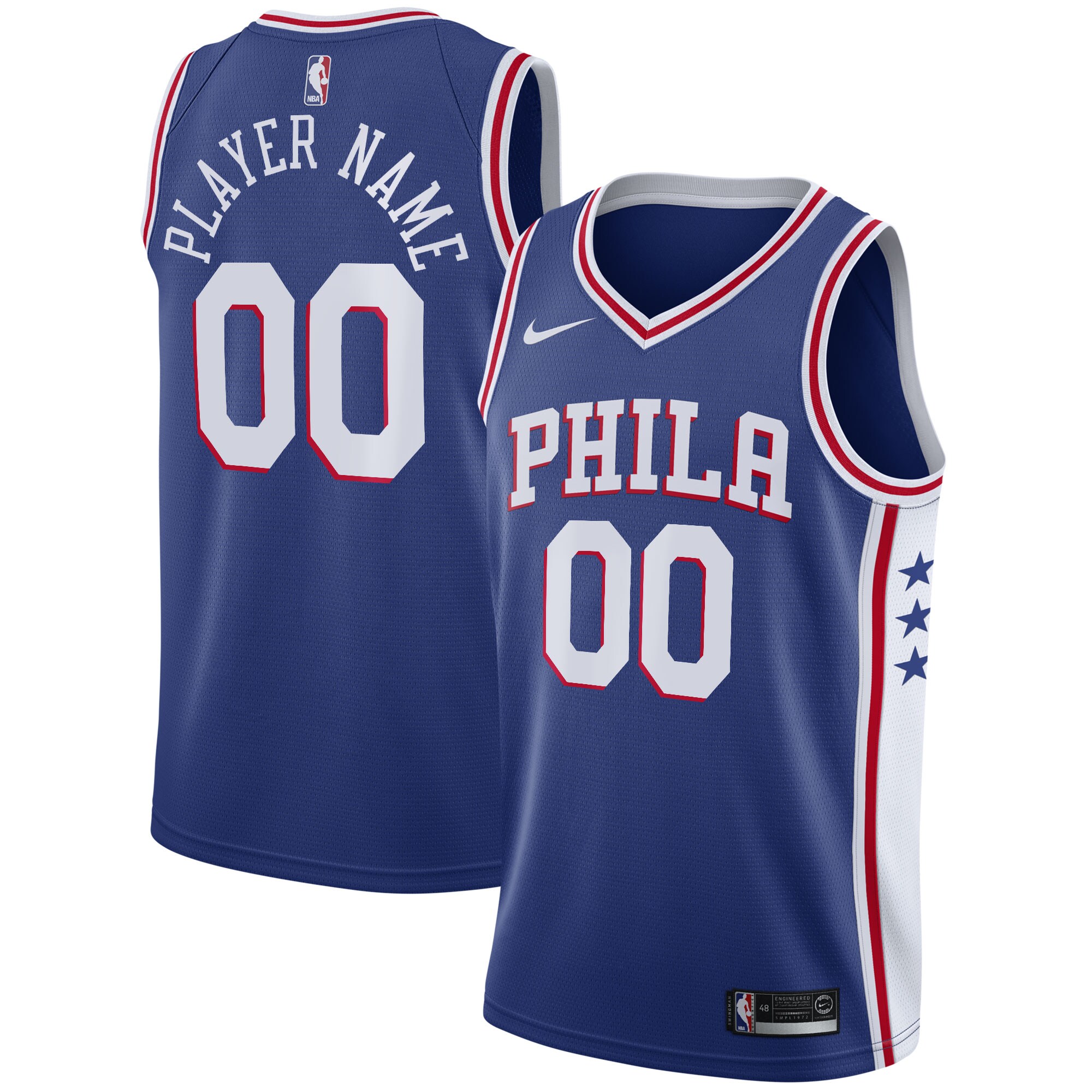Philadelphia 76ers Nike 2020/21 Swingman Custom Jersey - Icon Edition - Royal - vstockx