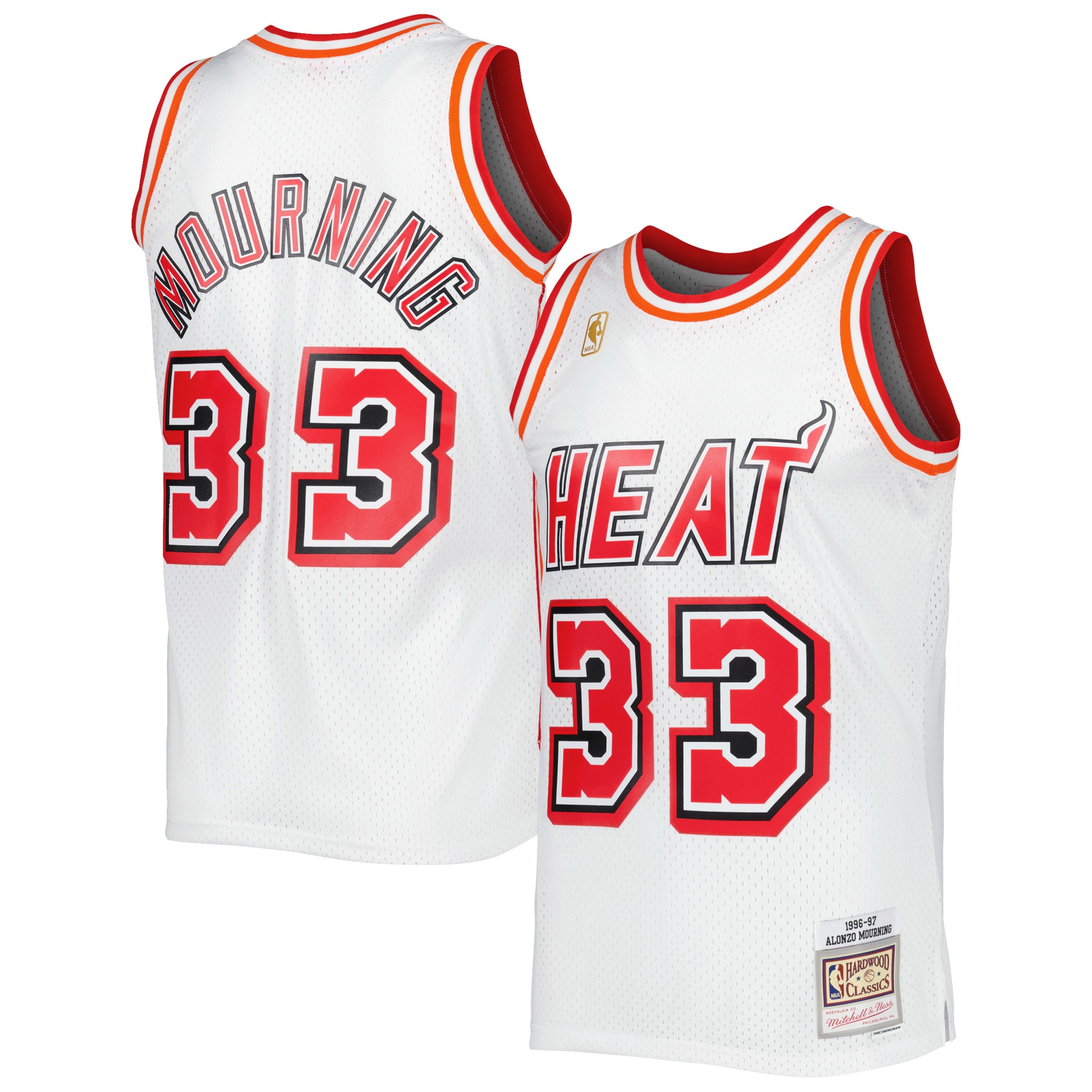 Alonzo Mourning Miami Heat Mitchell & Ness Hardwood Classics Swingman Jersey - White - vstockx