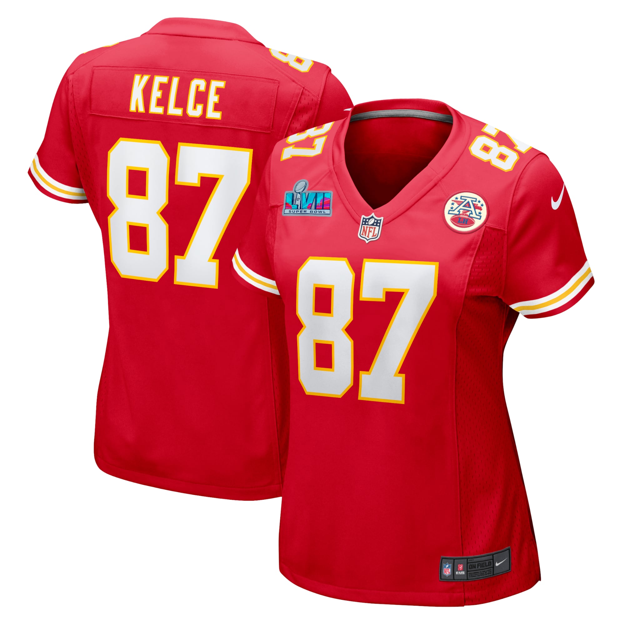 Travis Kelce Kansas City Chiefs Nike Women's Super Bowl LVII Patch Game Jersey - Red - vstockx
