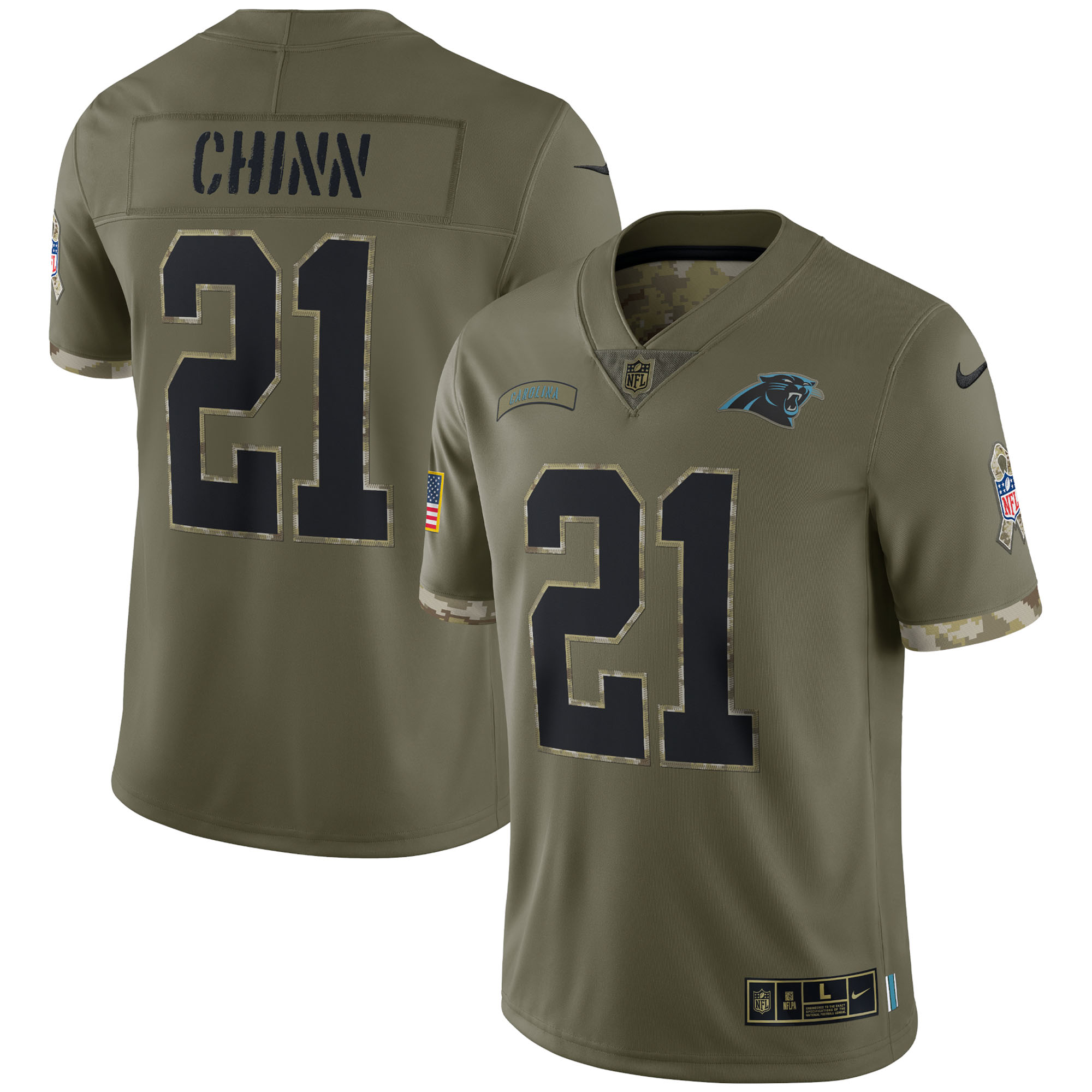 Jeremy Chinn Carolina Panthers Nike 2022 Salute To Service Limited Jersey - Olive - vstockx