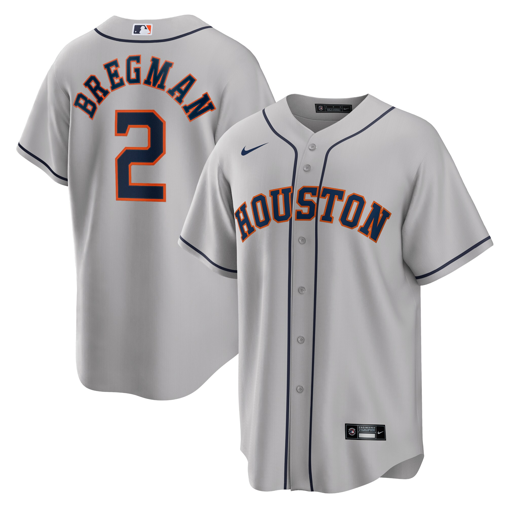 Alex Bregman Houston Astros Nike Road Replica Player Name Jersey - Gray - vstockx