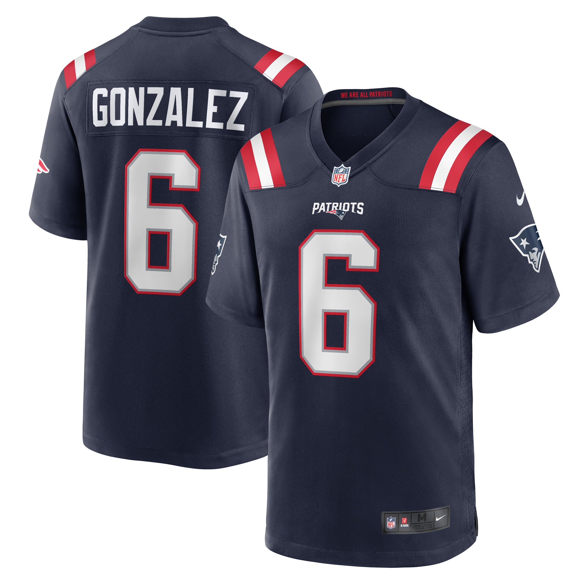 Christian Gonzalez New England Patriots Nike Team Game Jersey - Navy - vstockx