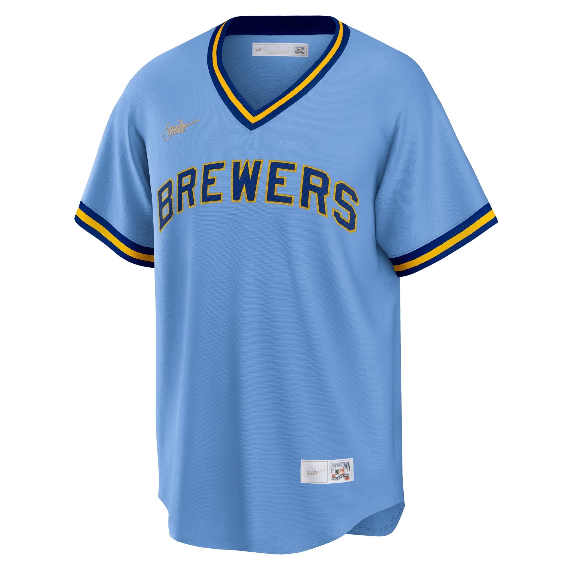 Men's Nike Powder Blue Milwaukee Brewers Road Cooperstown Collection Team Jersey - vstockx
