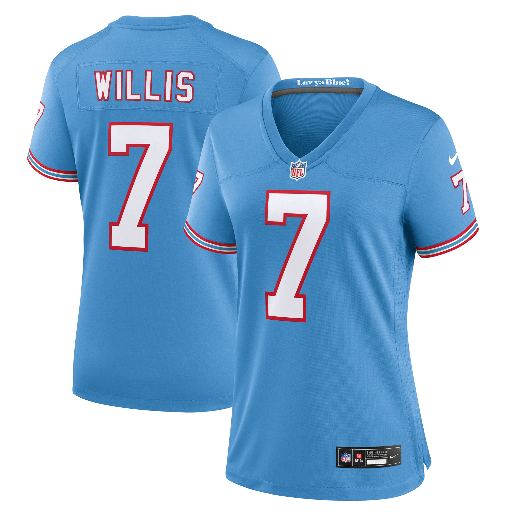 Malik Willis Tennessee Titans Nike Women's Oilers Throwback Player Game Jersey - Light Blue - vstockx