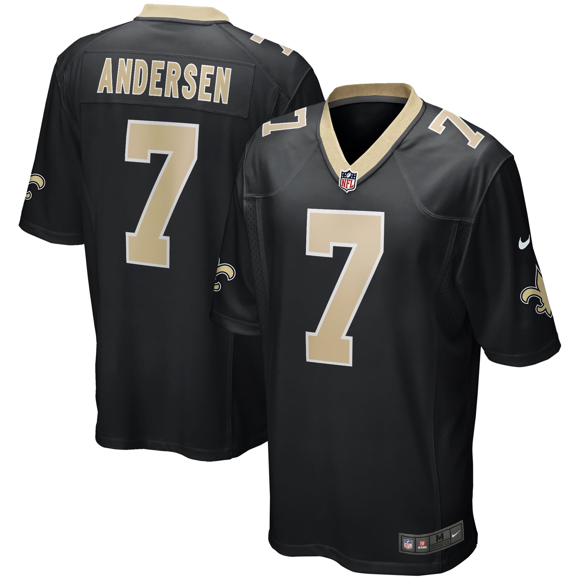 Men's Nike Morten Andersen Black New Orleans Saints Game Retired Player Jersey - vstockx