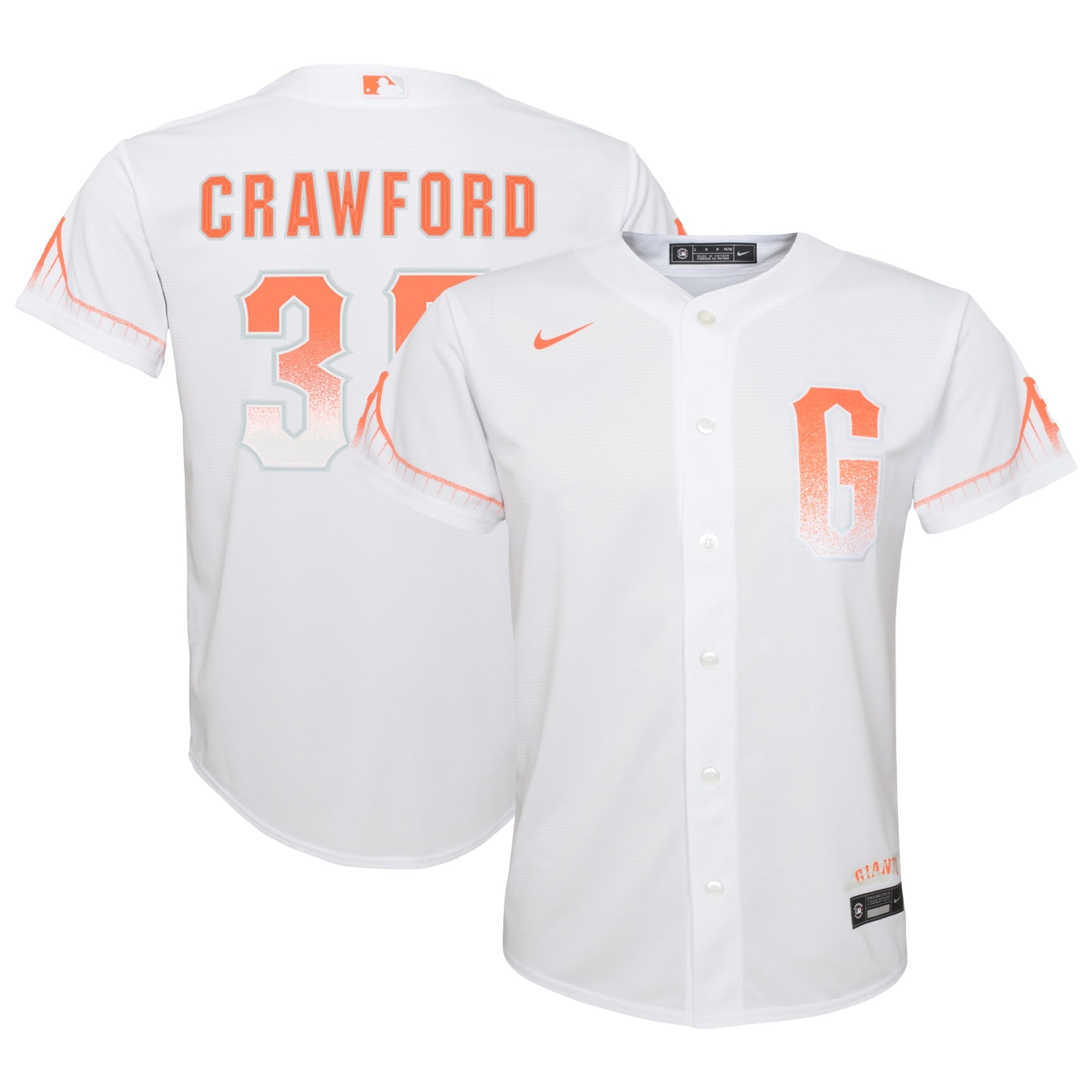 Youth Nike Brandon Crawford White San Francisco Giants City Connect Replica Player Jersey - vstockx