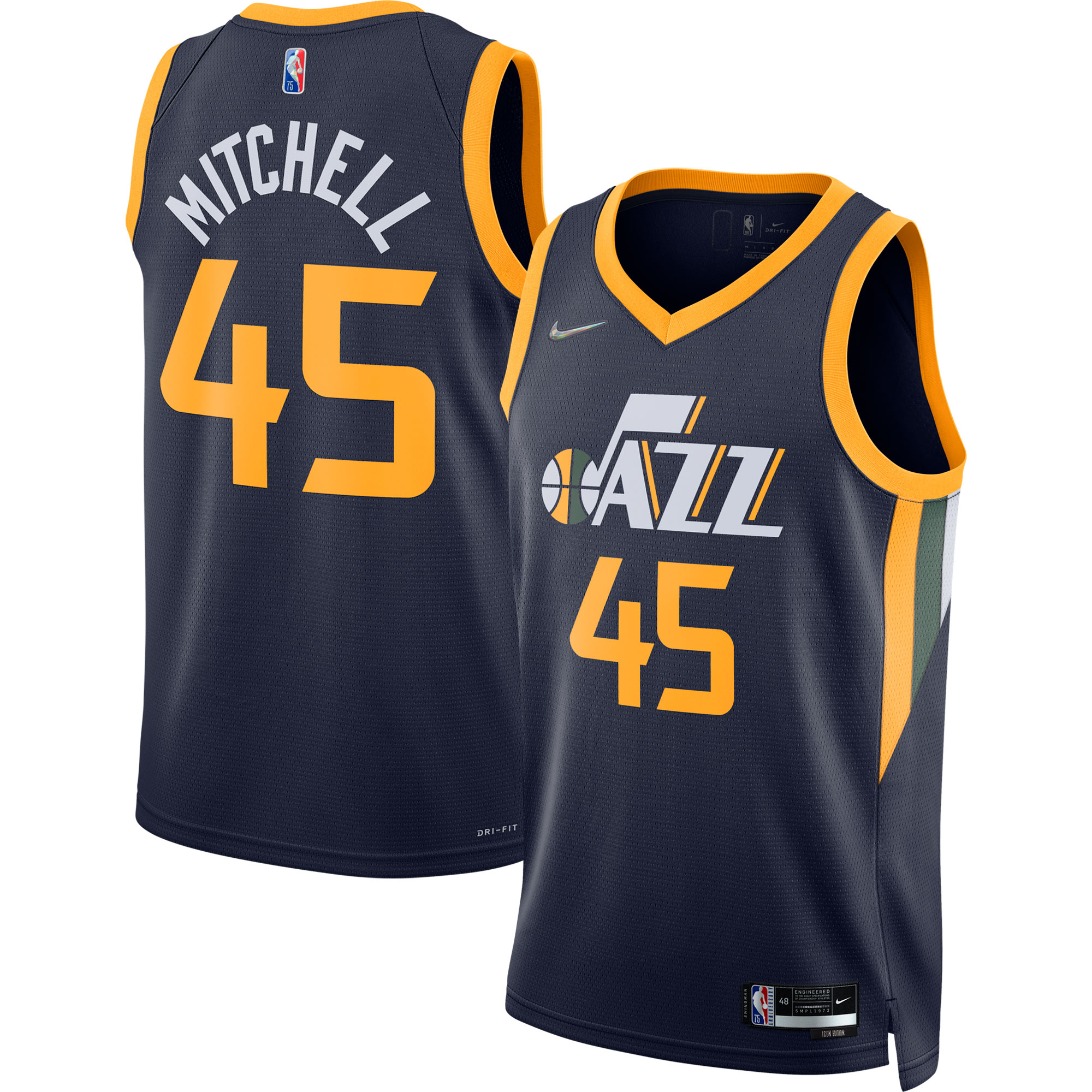 Donovan Mitchell Utah Jazz Nike 2021/22 Diamond Swingman Jersey - Icon Edition - Navy - vstockx