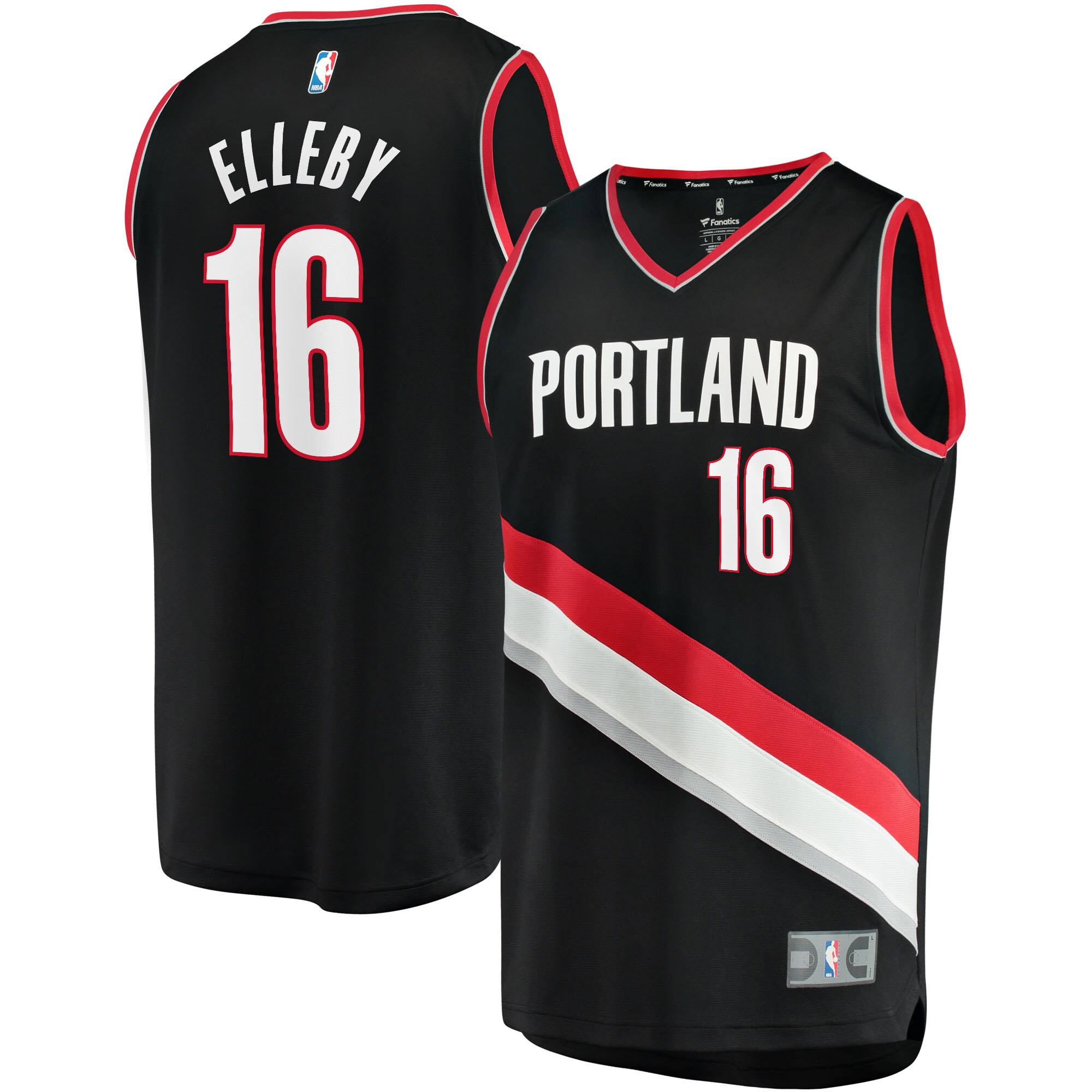 CJ Elleby Portland Trail Blazers Fanatics Branded 2021/22 Fast Break Replica Jersey - Icon Edition - Black - vstockx