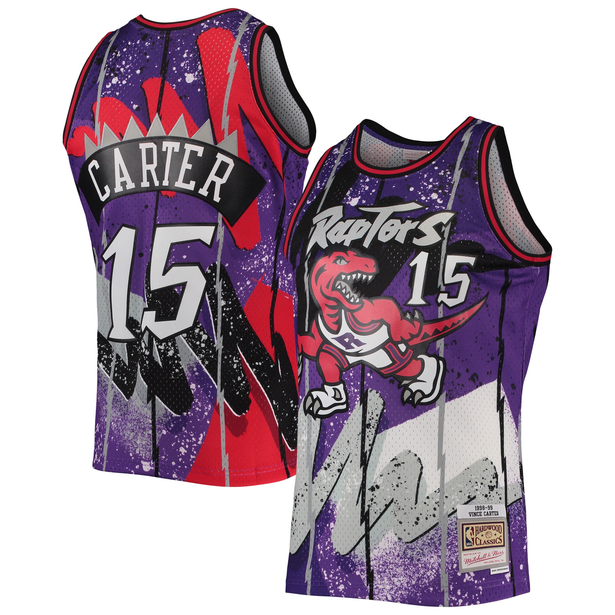 Vince Carter Toronto Raptors Mitchell & Ness Hardwood Classics 1998/99 Hyper Hoops Swingman Jersey - Purple - vstockx
