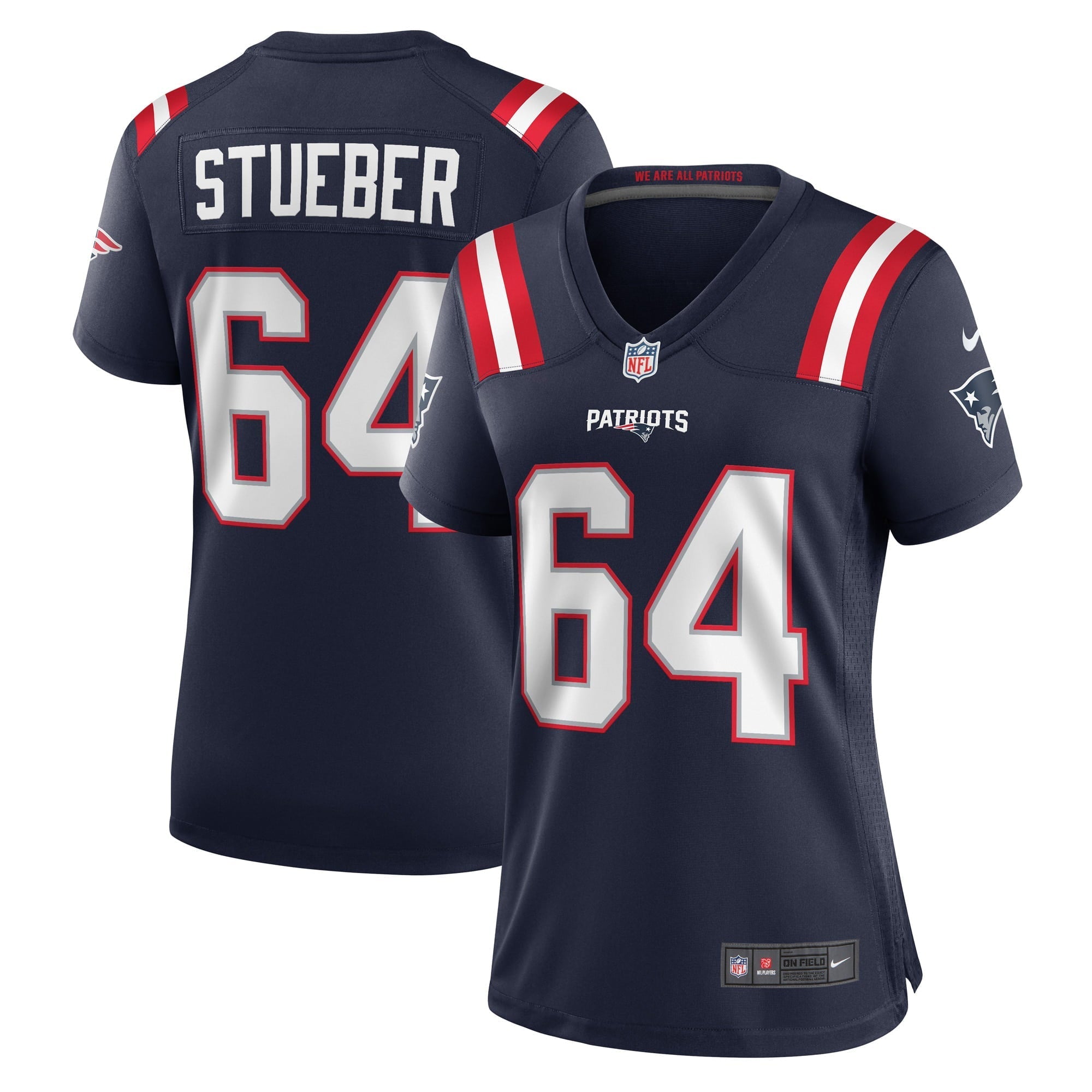 Women's Nike Andrew Stueber Navy New England Patriots Game Player Jersey - vstockx