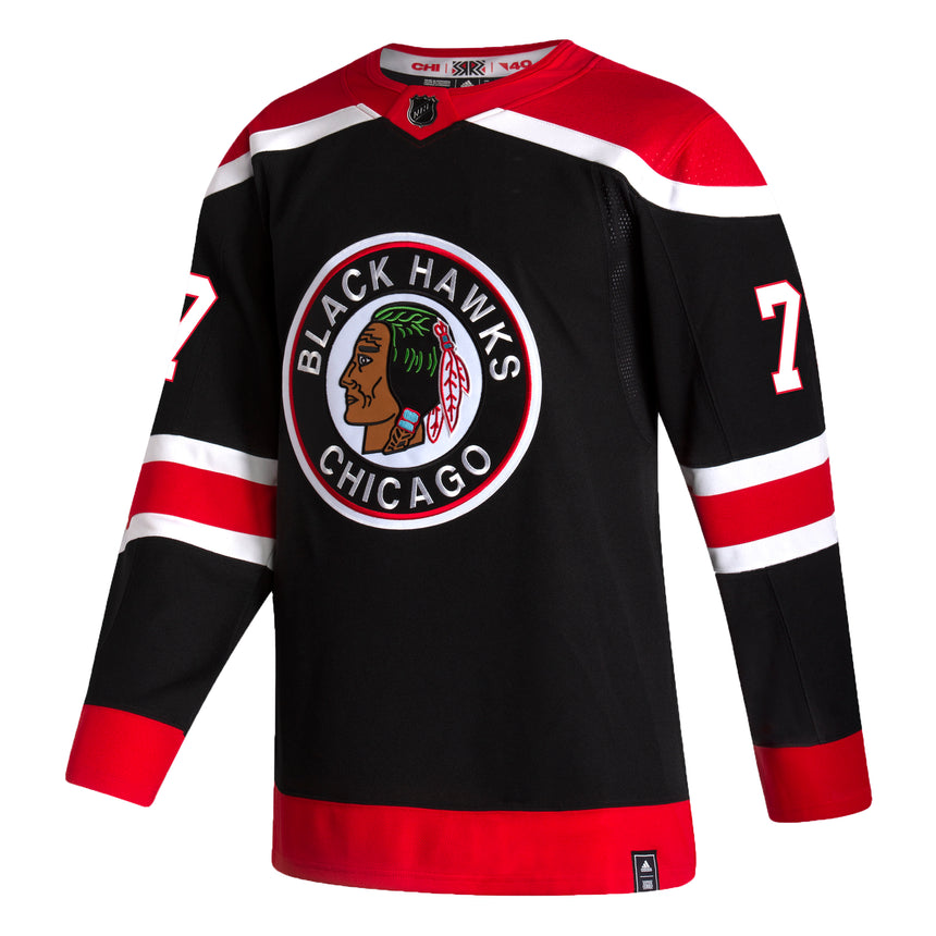 Men's Chicago Blackhawks Kirby Dach adidas Black Reverse Retro Premium Twill Authentic Team Jersey - vstockx
