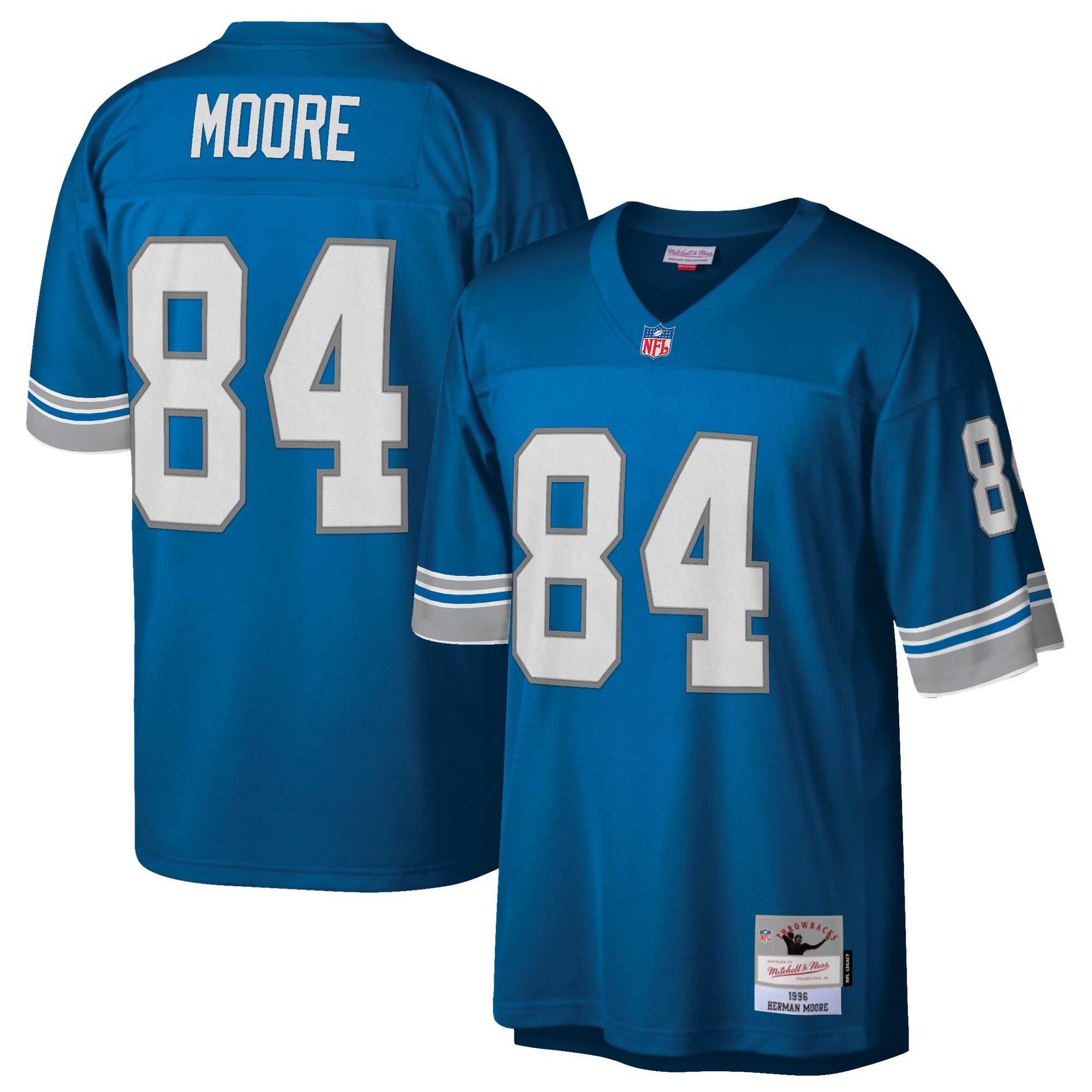 Herman Moore Detroit Lions Mitchell & Ness Retired Player Legacy Replica Jersey - Blue - vstockx
