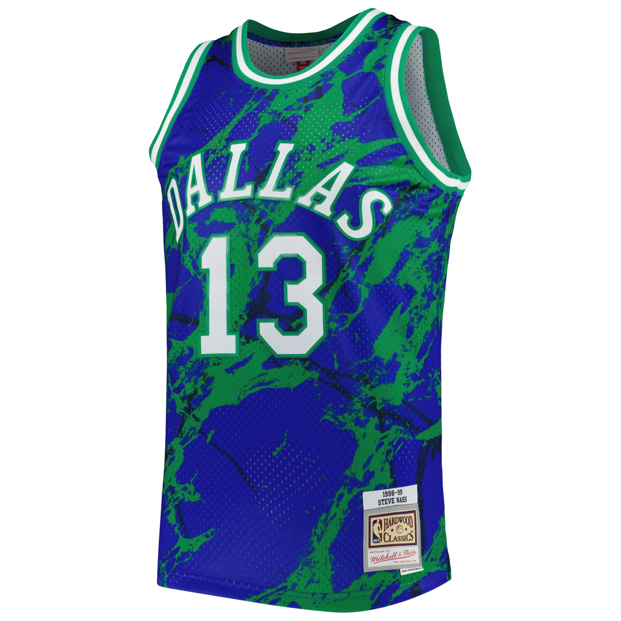 Steve Nash Dallas Mavericks Mitchell & Ness 1998/99 Hardwood Classics Marble Swingman Jersey - Blue - vstockx