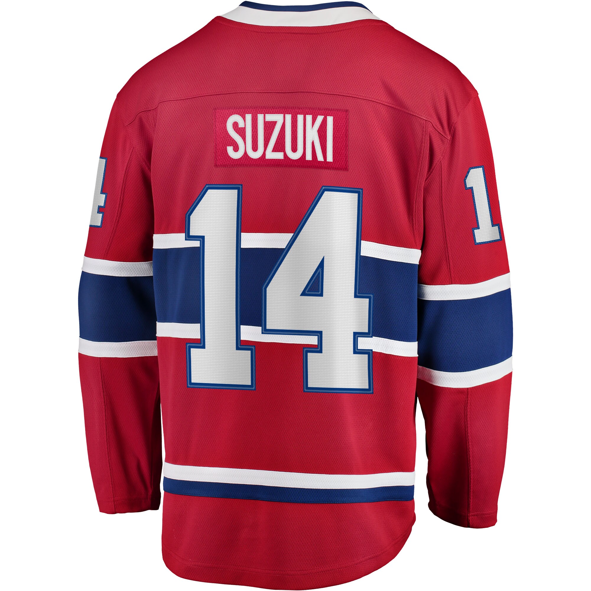 Nick Suzuki Montreal Canadiens Fanatics Branded Home Captain Patch Breakaway Player Jersey - Red - vstockx