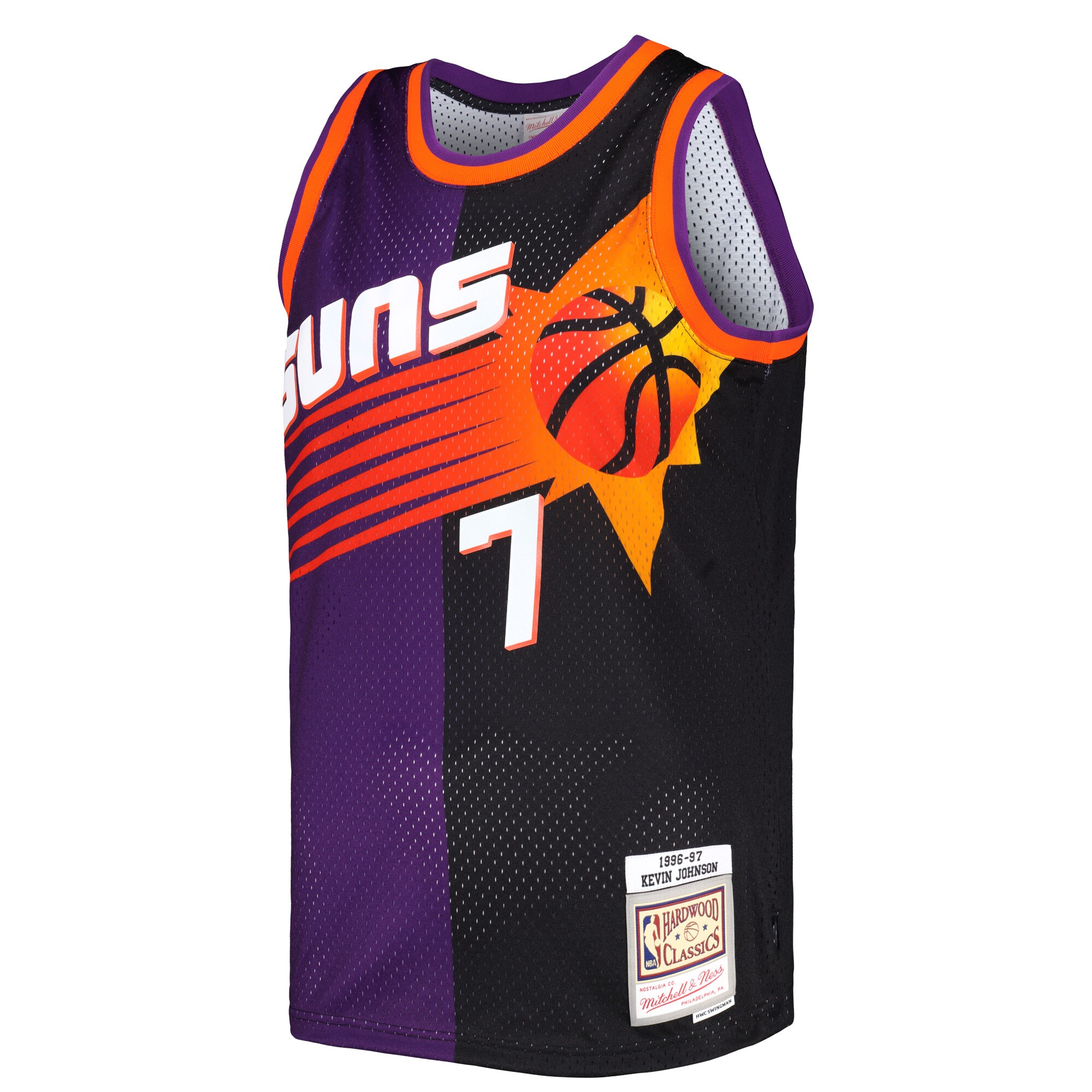 Kevin Johnson Phoenix Suns Mitchell & Ness Hardwood Classics 1996/97 Split Swingman Jersey - Purple/Black - vstockx