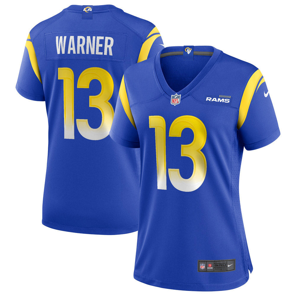 Women's Los Angeles Rams Kurt Warner Game Retired Player Jersey Royal Blue - vstockx