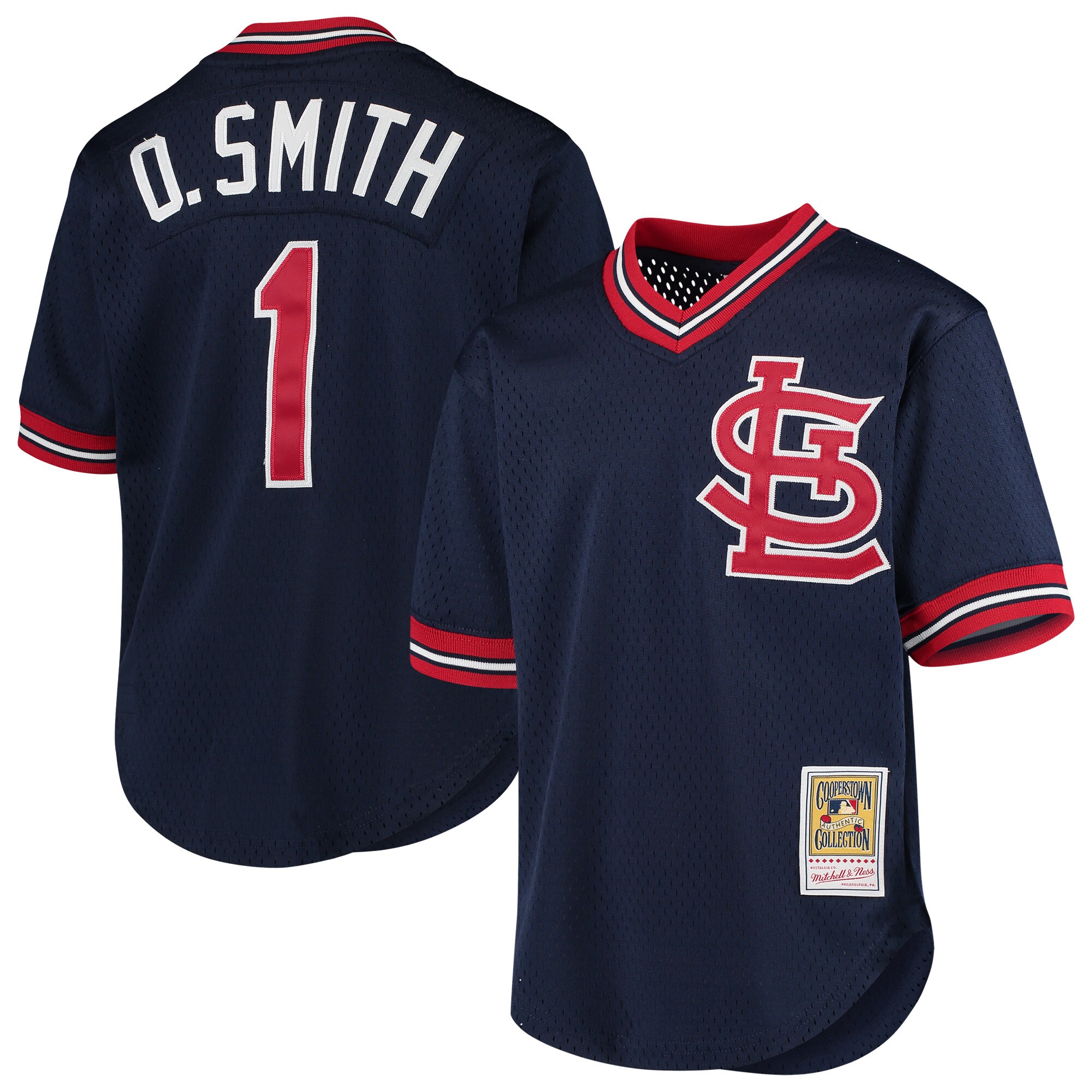 Ozzie Smith St. Louis Cardinals Mitchell & Ness Youth Cooperstown Collection Mesh Batting Practice Jersey - Navy - vstockx