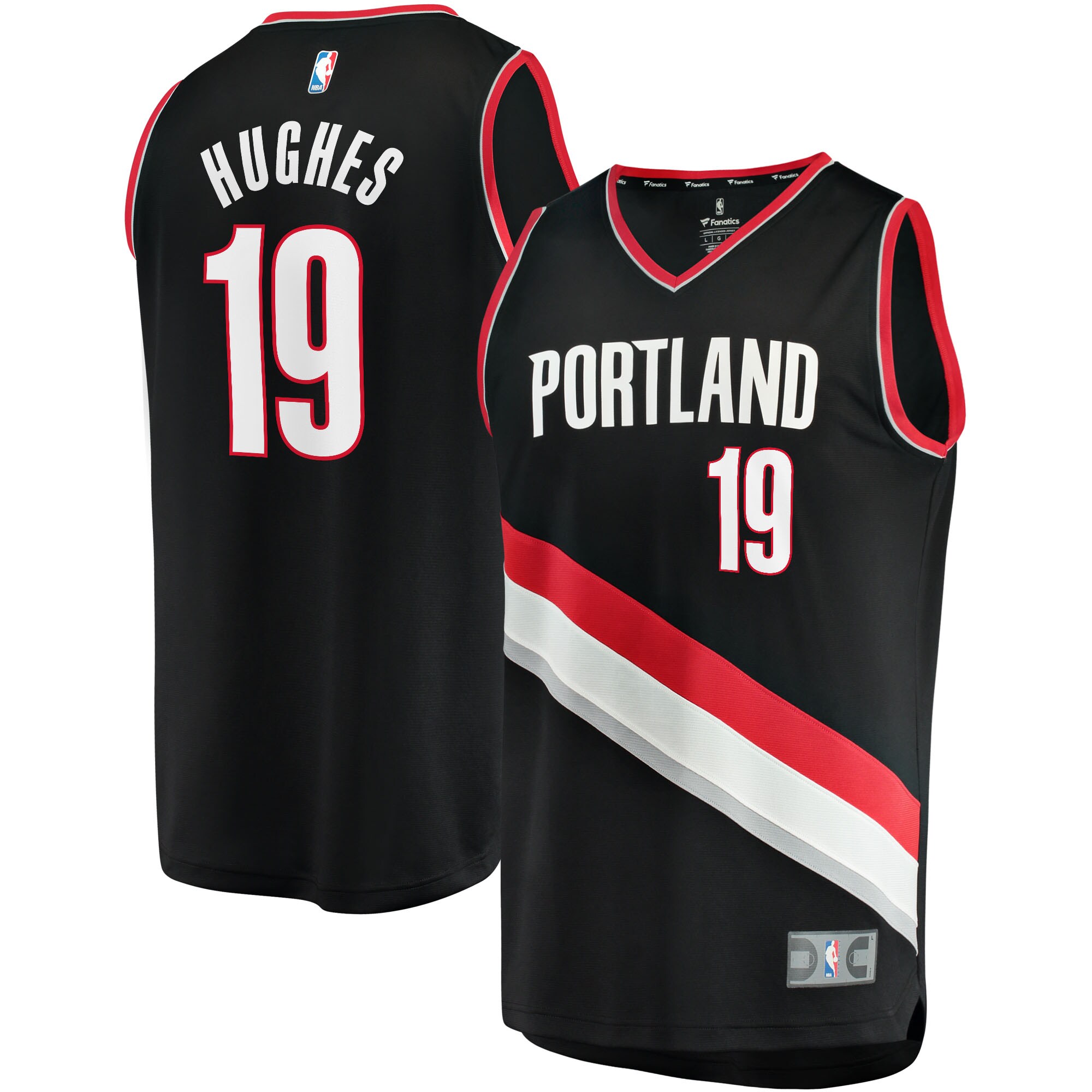 Elijah Hughes Portland Trail Blazers Fanatics Branded 2021/22 Fast Break Replica Jersey - Icon Edition - Black - vstockx