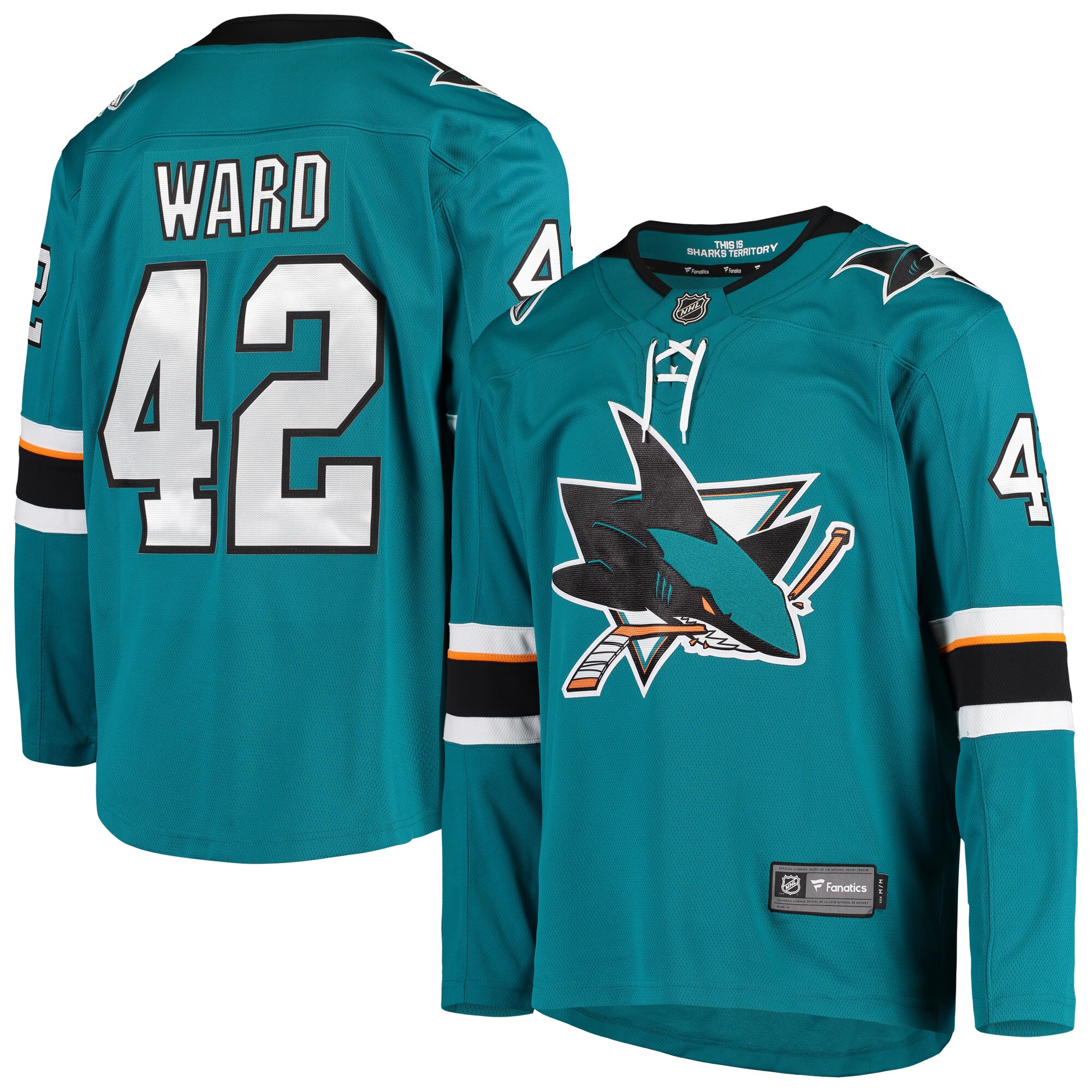 Joel Ward San Jose Sharks Fanatics Branded Breakaway Home Player Jersey - Teal - vstockx