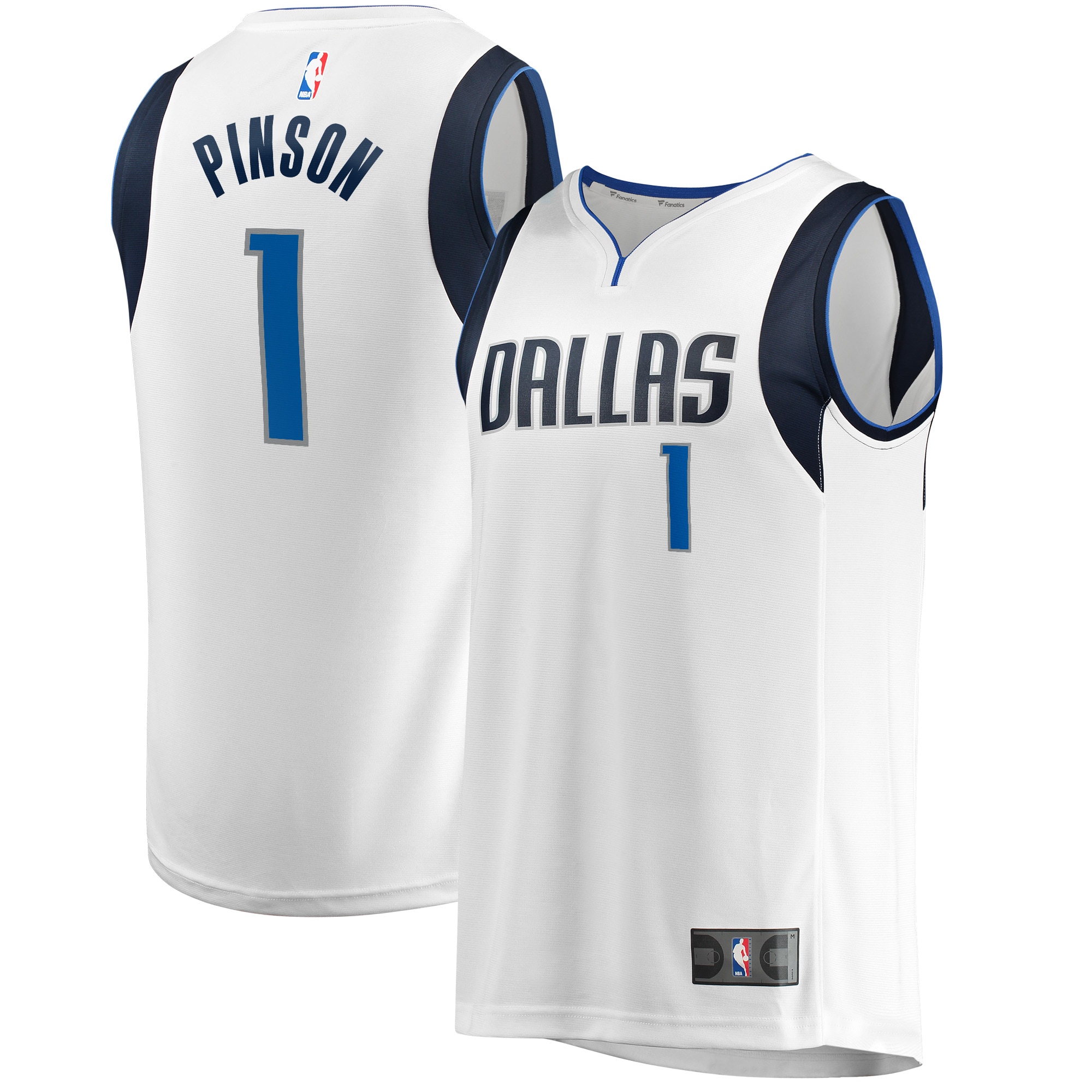 Theo Pinson Dallas Mavericks Fanatics Branded Fast Break Player Jersey - Association Edition - White - vstockx