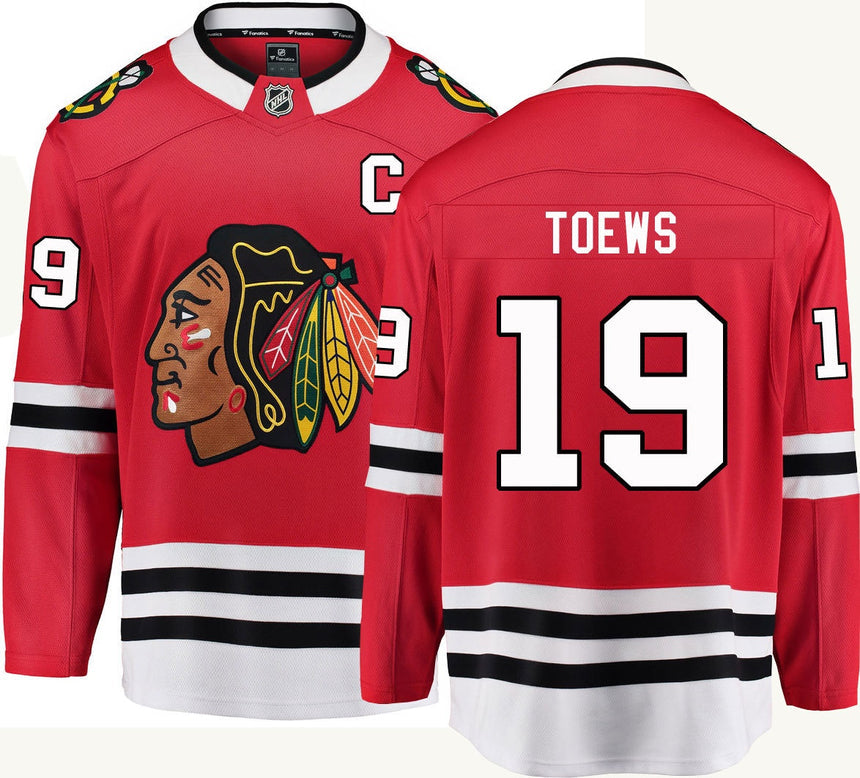 Mens Jonathan Toews Chicago Blackhawks Fanatics Branded Red Home Breakaway Jersey - vstockx