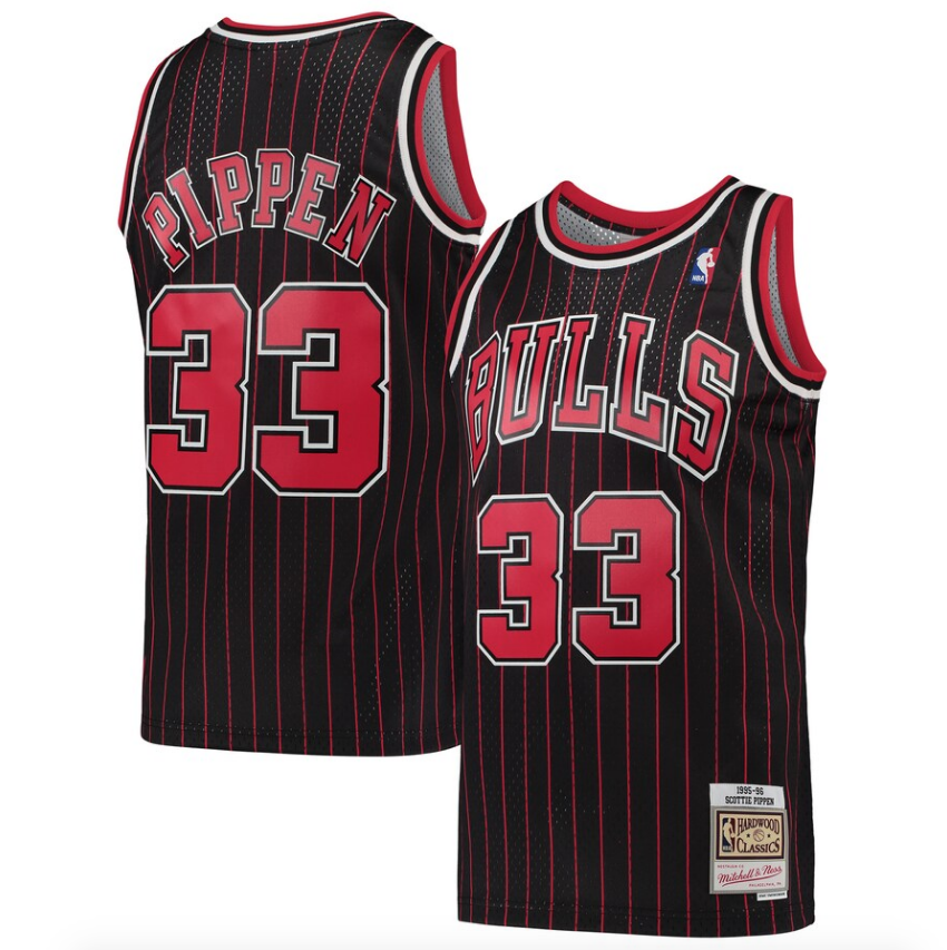 Men's Mitchell & Ness Scottie Pippen Black Chicago Bulls Hardwood Classics 1995-96 Swingman Jersey - vstockx