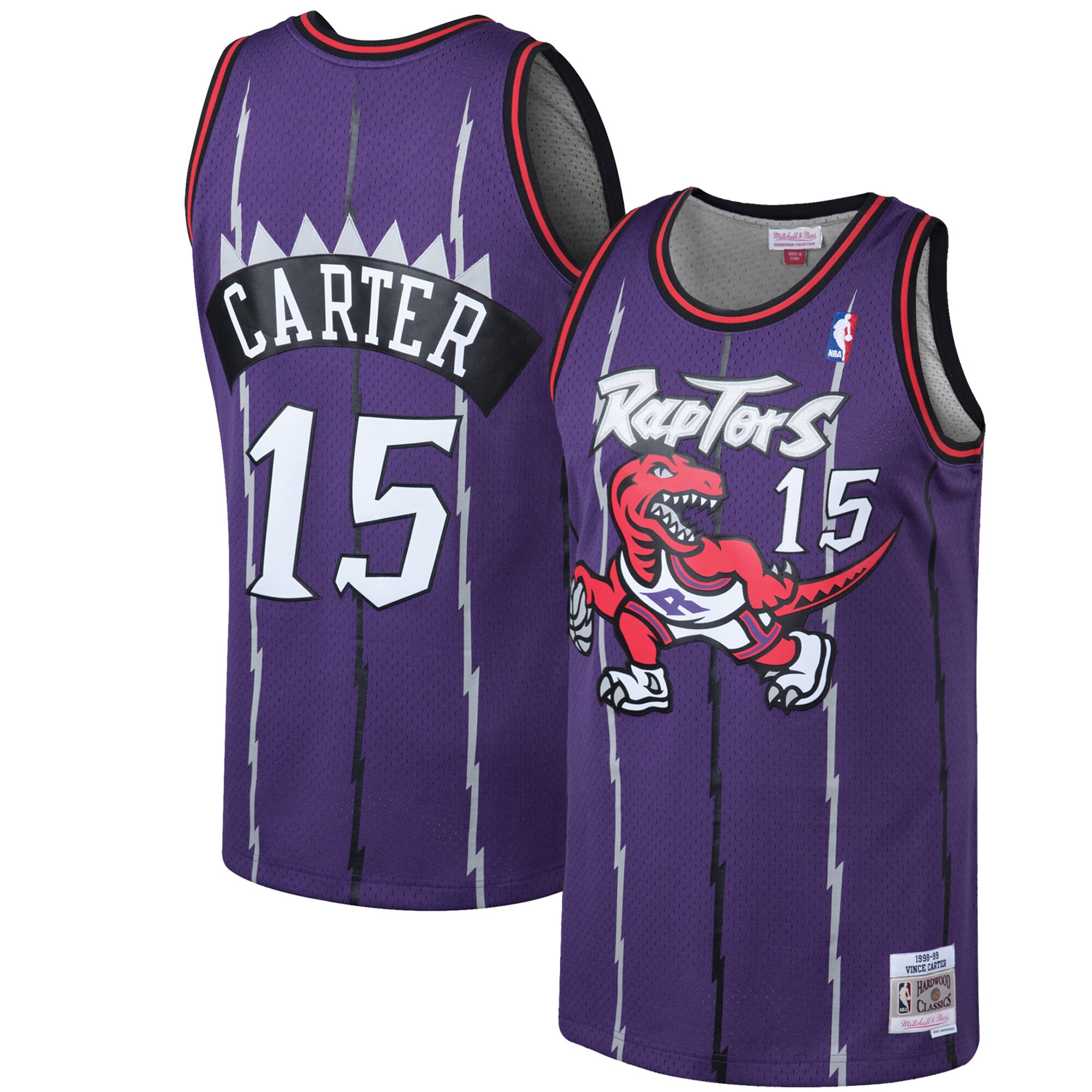 Vince Carter Toronto Raptors Mitchell & Ness Hardwood Classics Swingman Jersey - Purple - vstockx