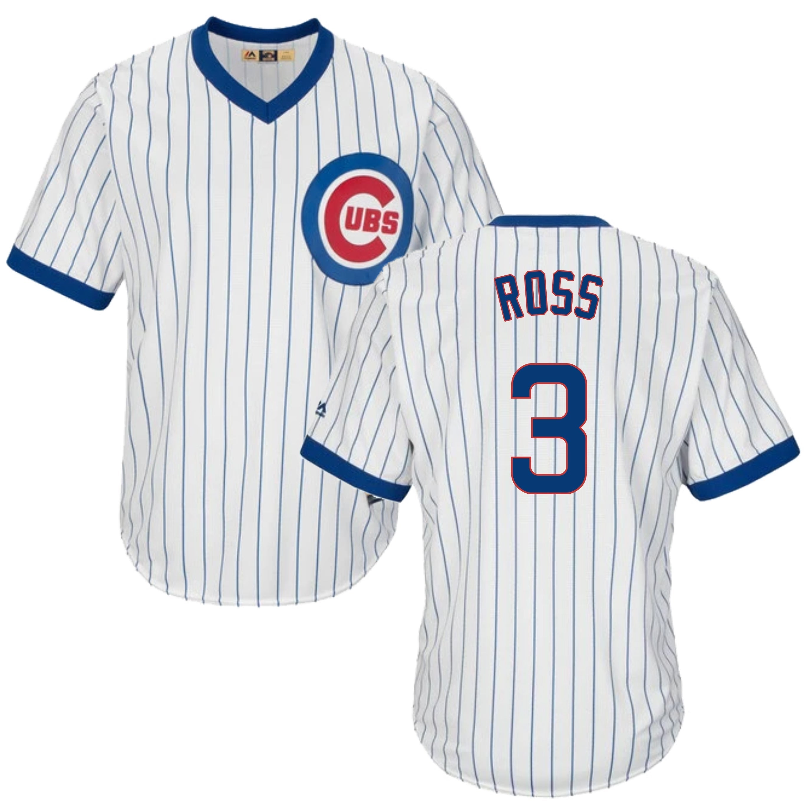 David Ross Chicago Cubs Cooperstown White Pinstripe V-Neck Home Men's Jersey - vstockx