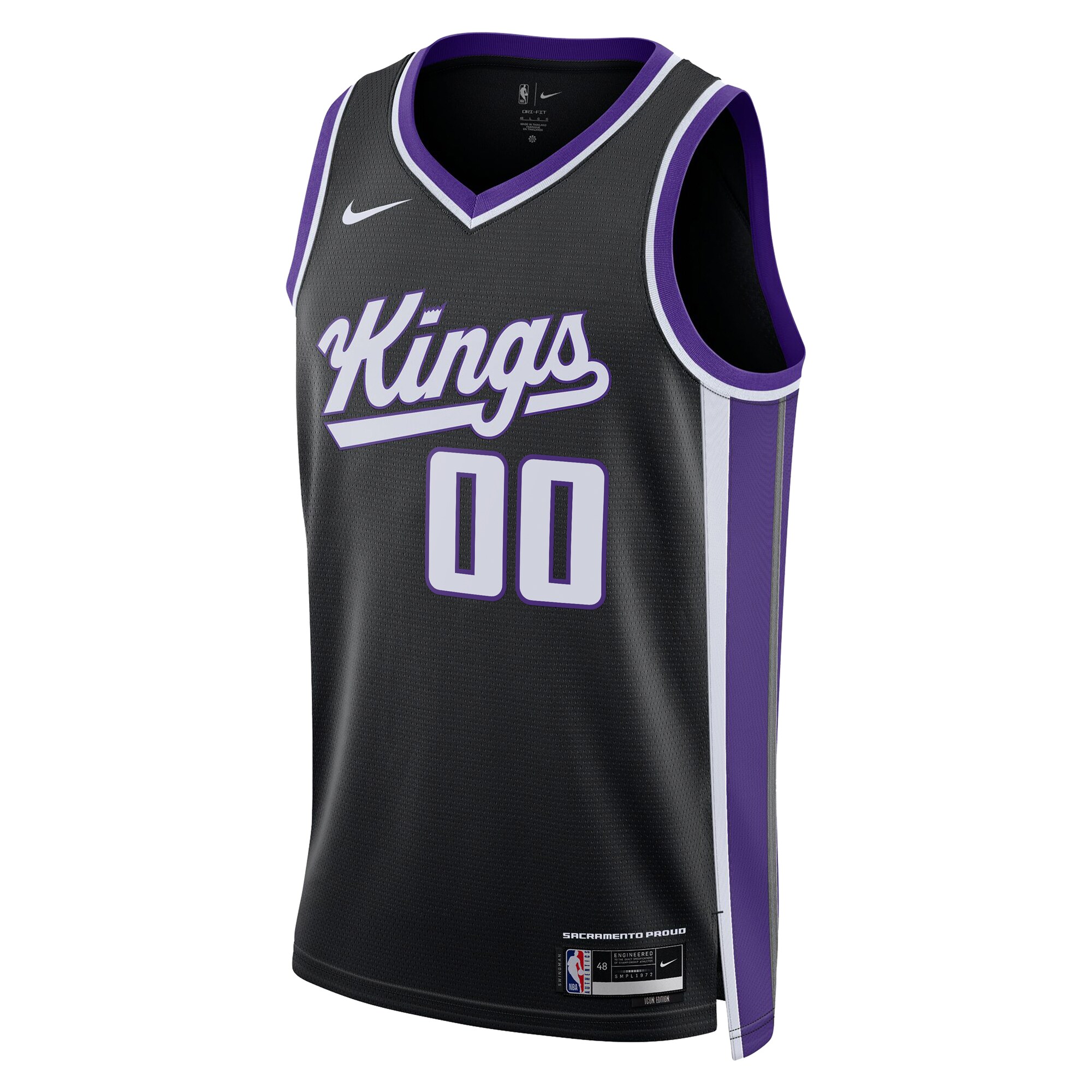Sacramento Kings Nike Unisex Swingman Custom Jersey - Icon Edition - Black - vstockx
