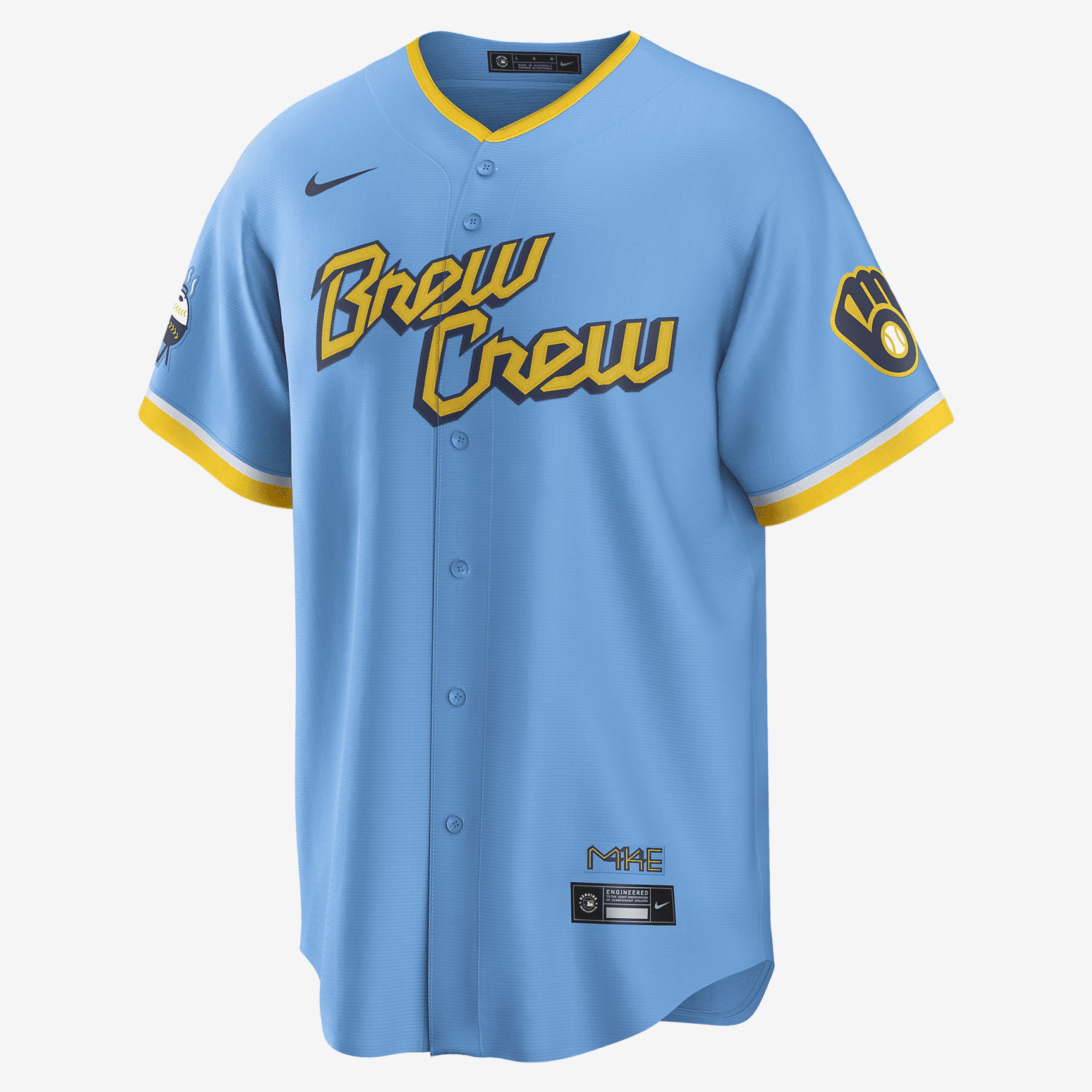 MLB Milwaukee Brewers City Connect Men's Replica Baseball Jersey - Powder Blue - vstockx