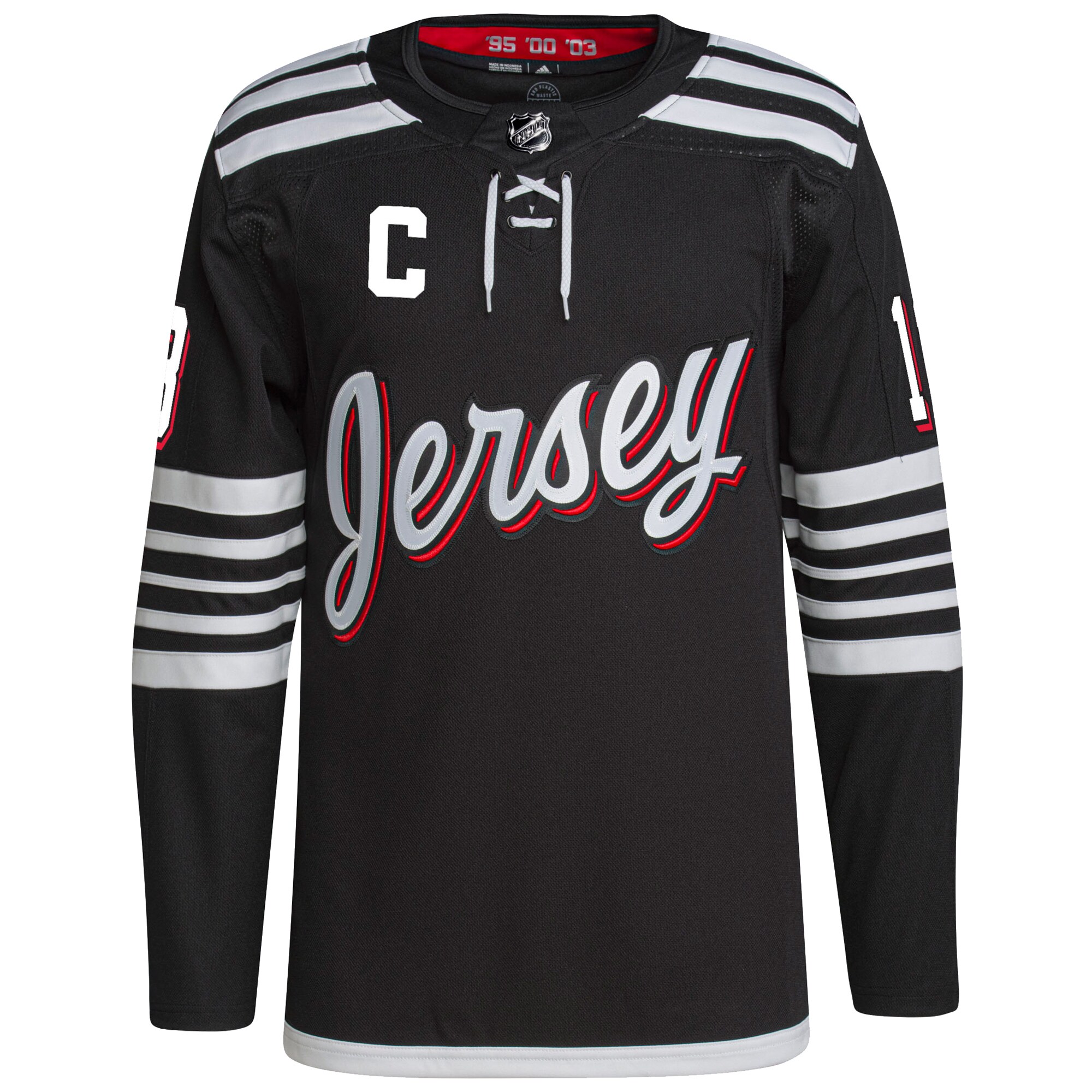 Nico Hischier New Jersey Devils adidas Alternate Primegreen Authentic Pro Player Jersey - Black - vstockx