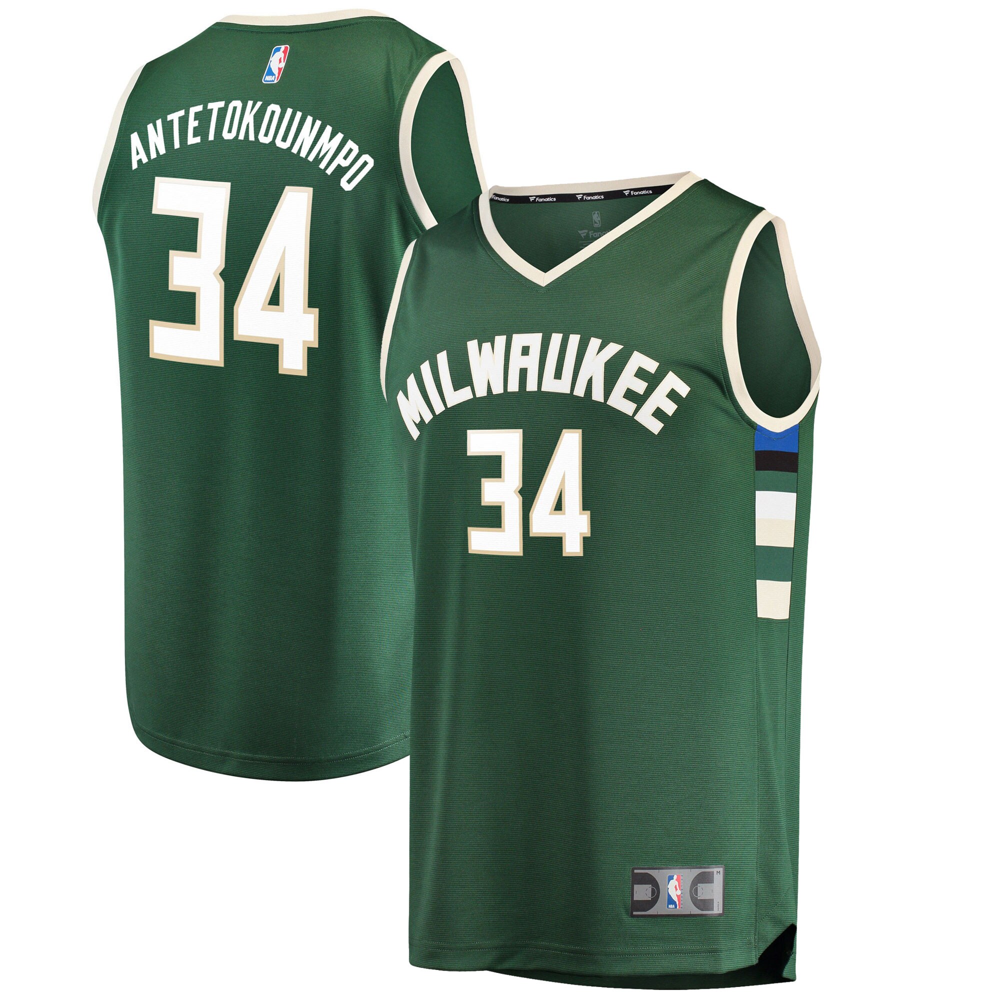 Antetokounmpo Milwaukee Bucks Fanatics Branded Fast Break Replica Player Jersey Green - Icon Edition - vstockx