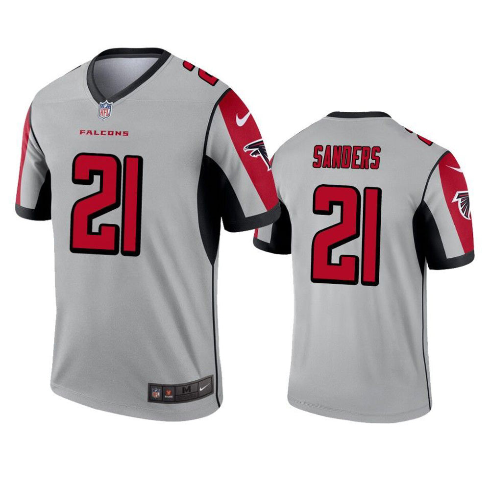 Men's Atlanta Falcons Deion Sanders Inverted Legend Jersey - Silver/Red - vstockx